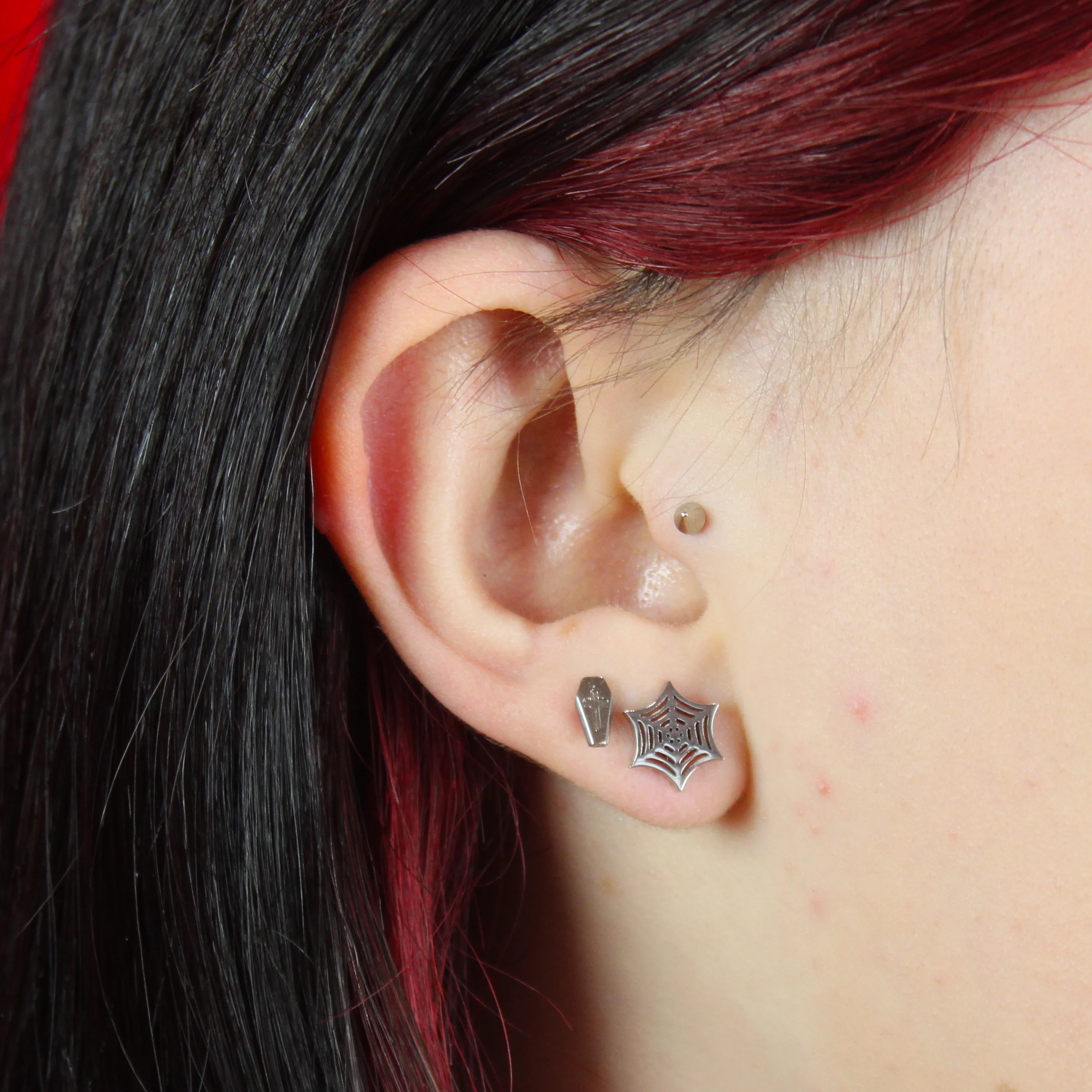 Spider Web Stud Earrings - Image 3