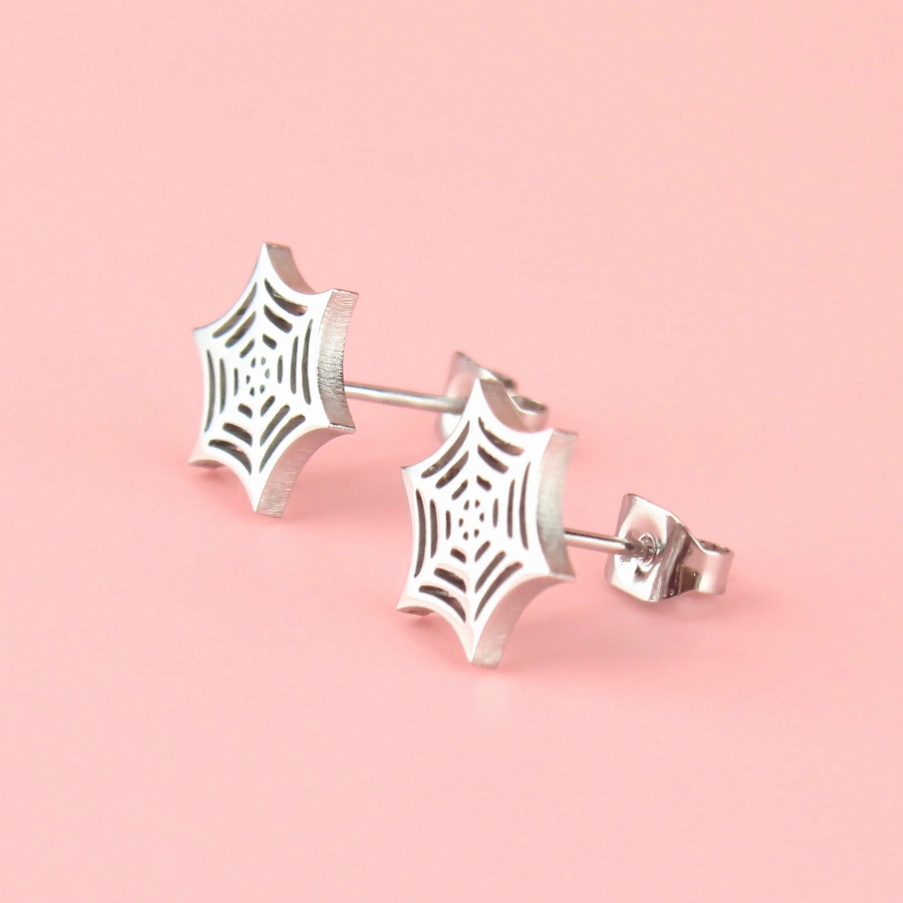 Spider Web Stud Earrings - Image 5