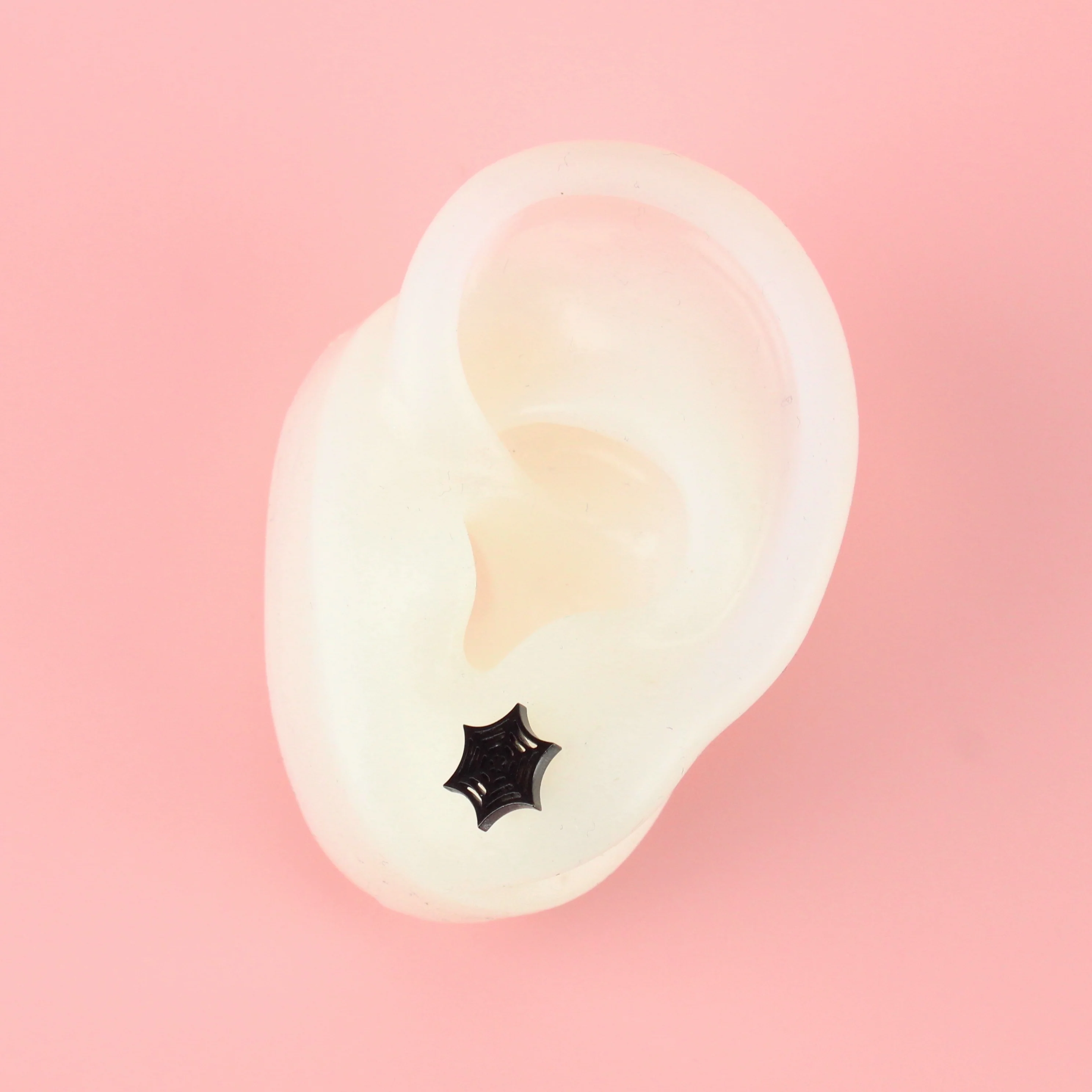 Spider Web Stud Earrings (Black) - Image 7