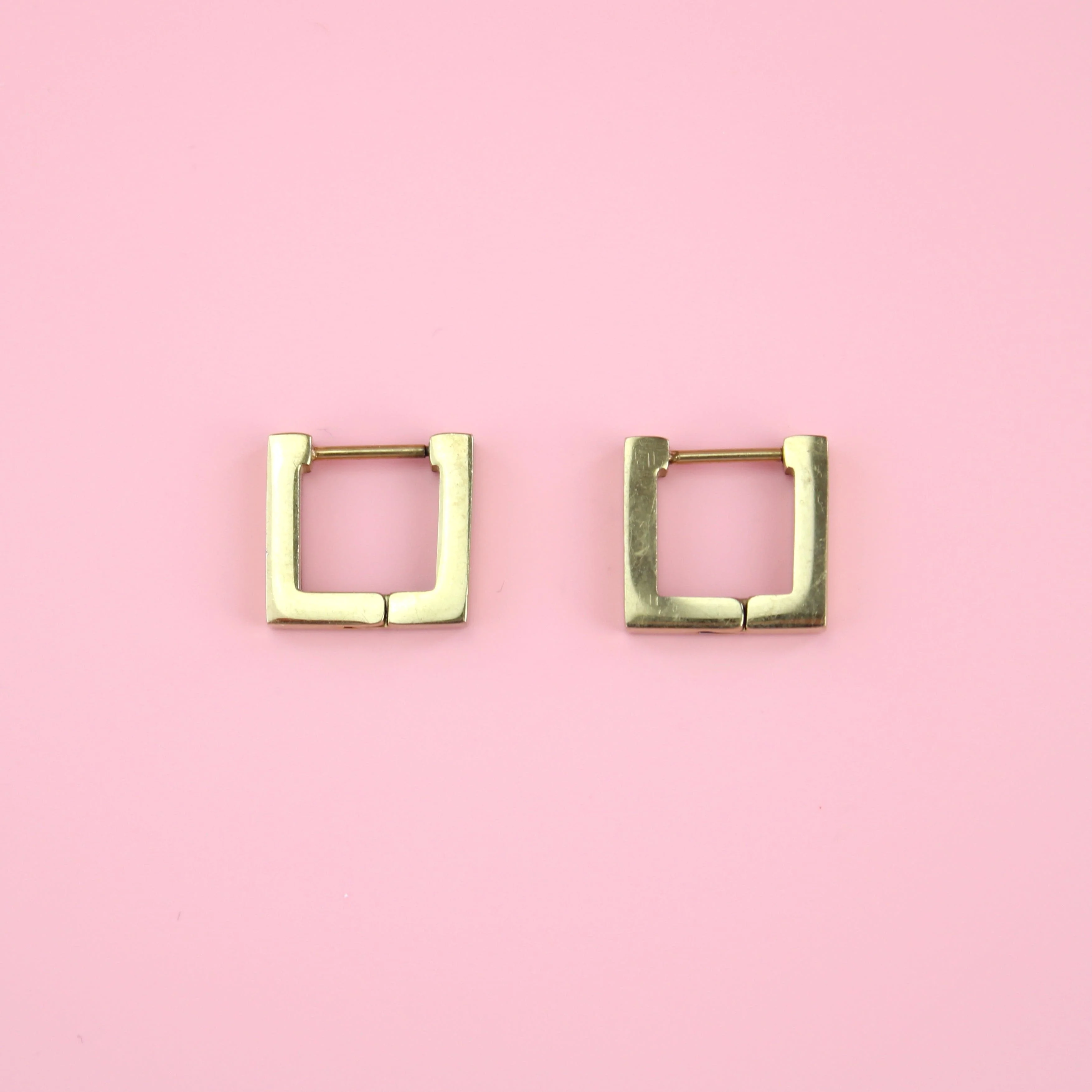 Square Huggie Earrings (Gold Plated)