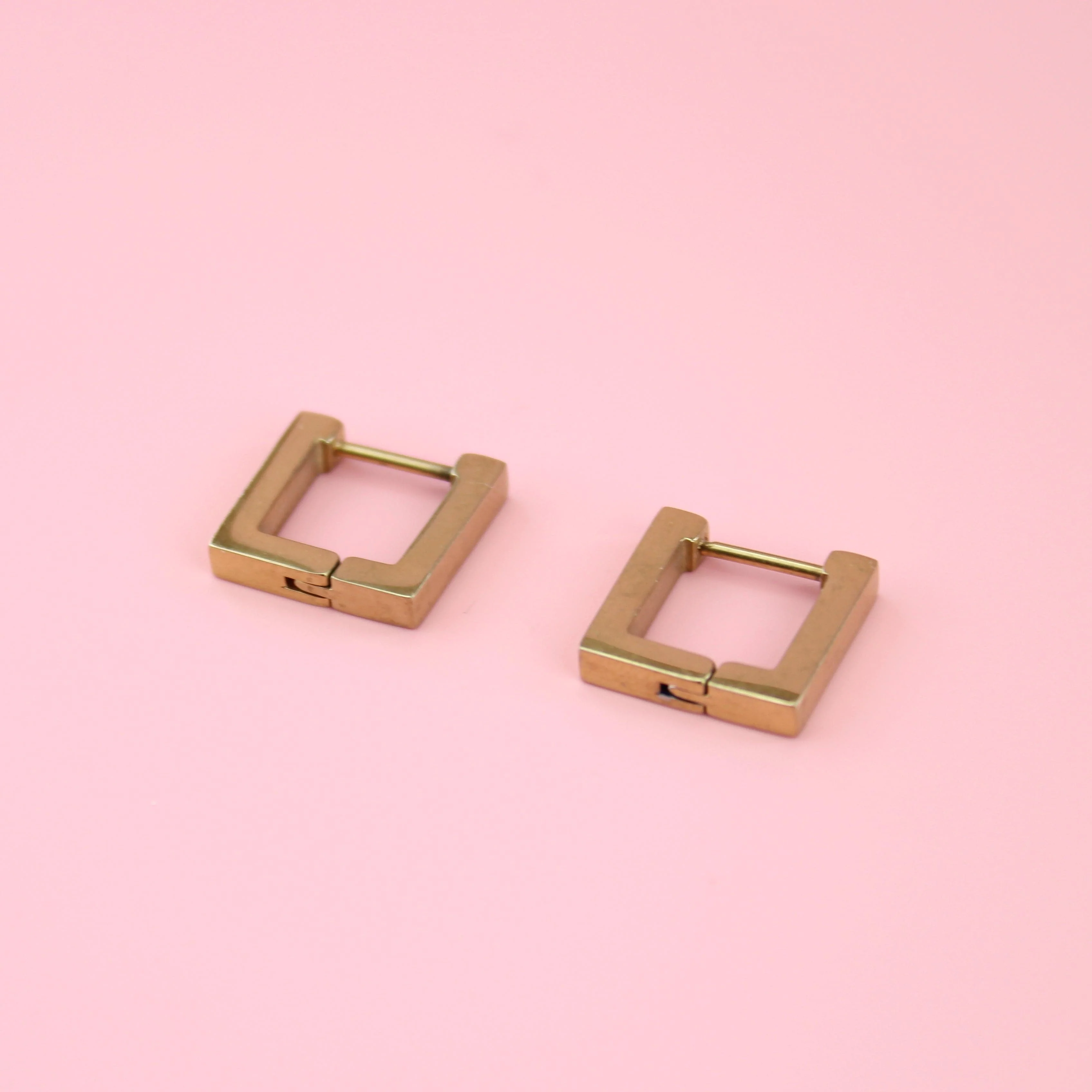 Square Huggie Earrings (Gold Plated) - Image 2