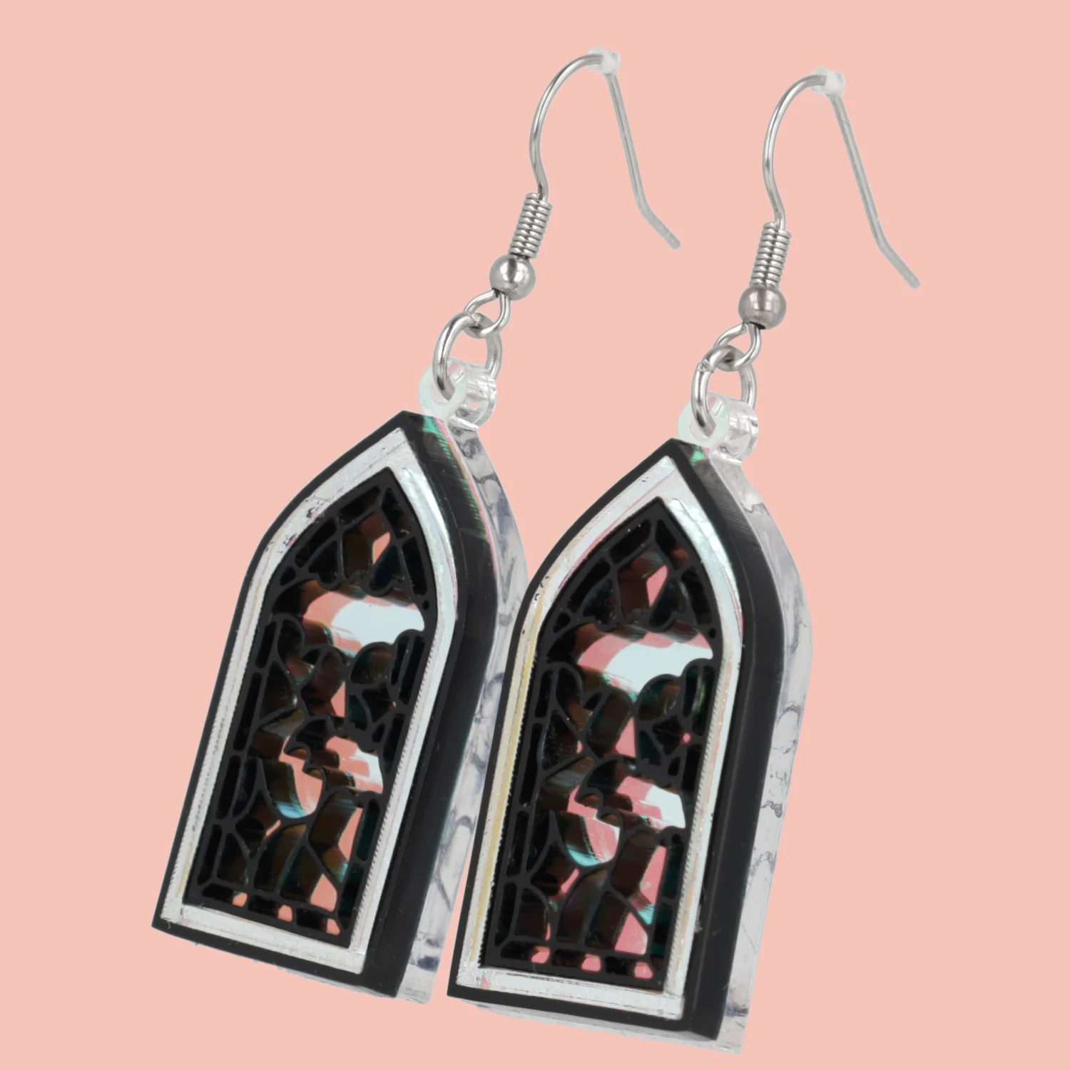 Stained Glass Window Earrings - Bats - Image 3