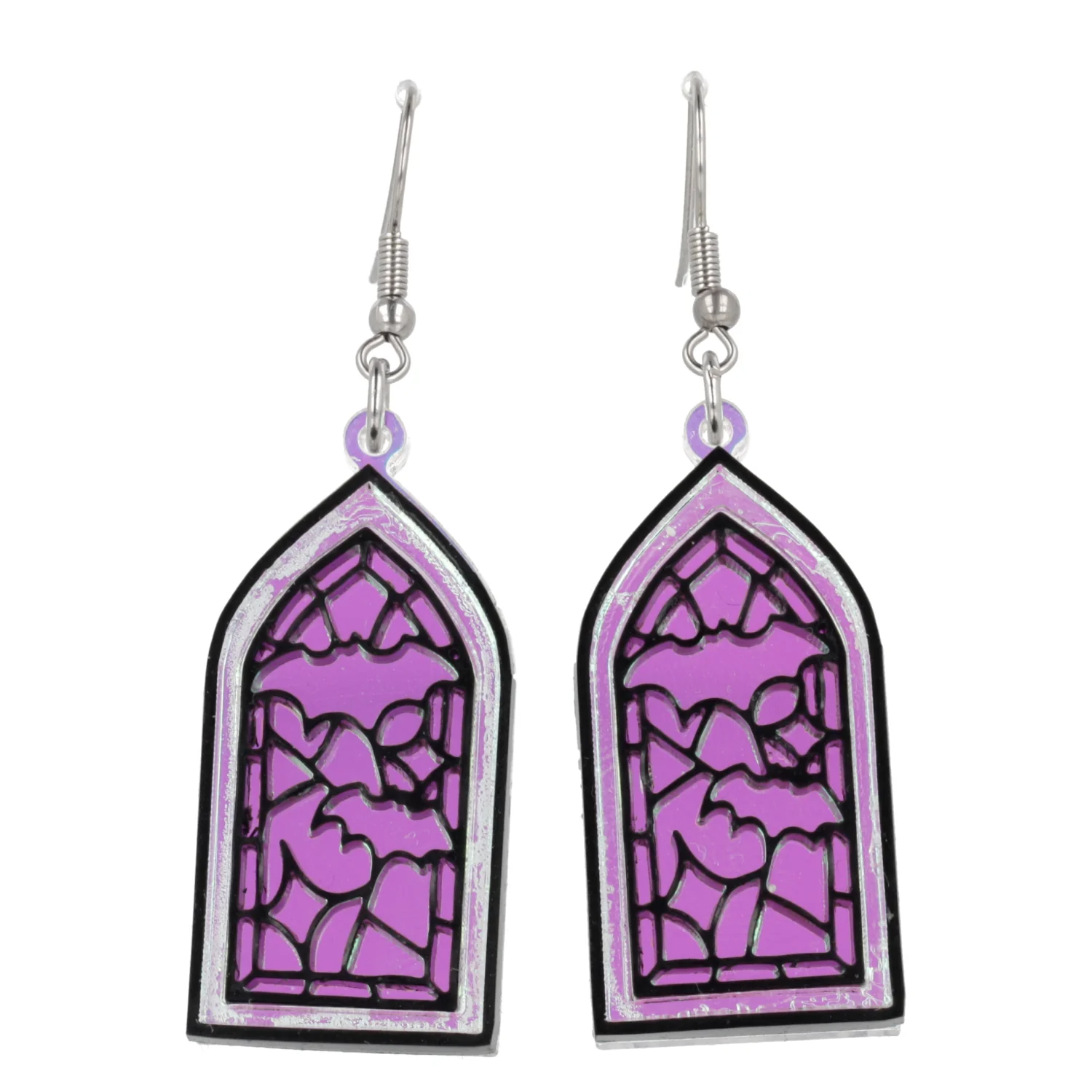 Stained Glass Window Earrings - Bats - Image 5