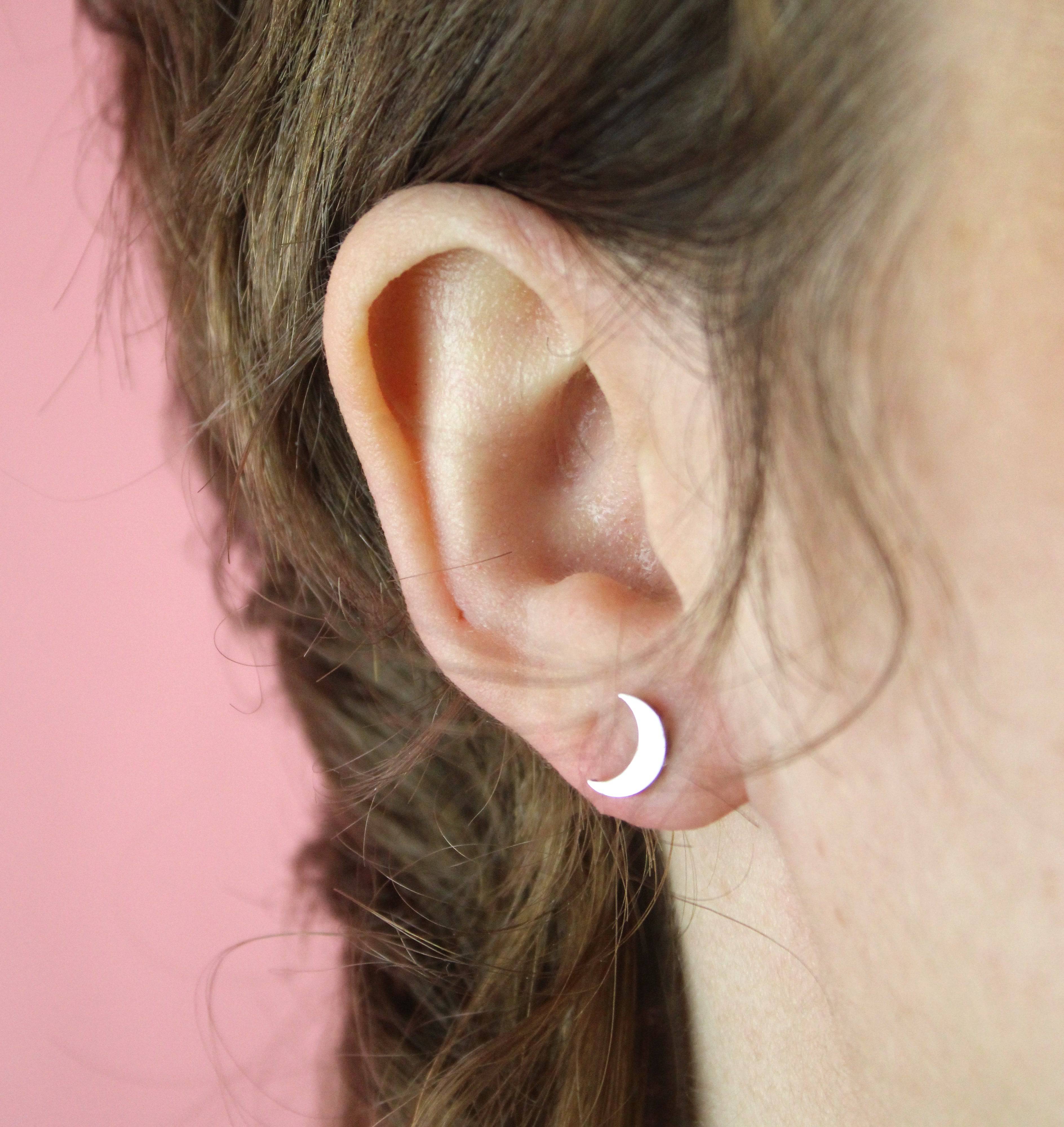 Star & Crescent Moon Stud Earrings - Image 4