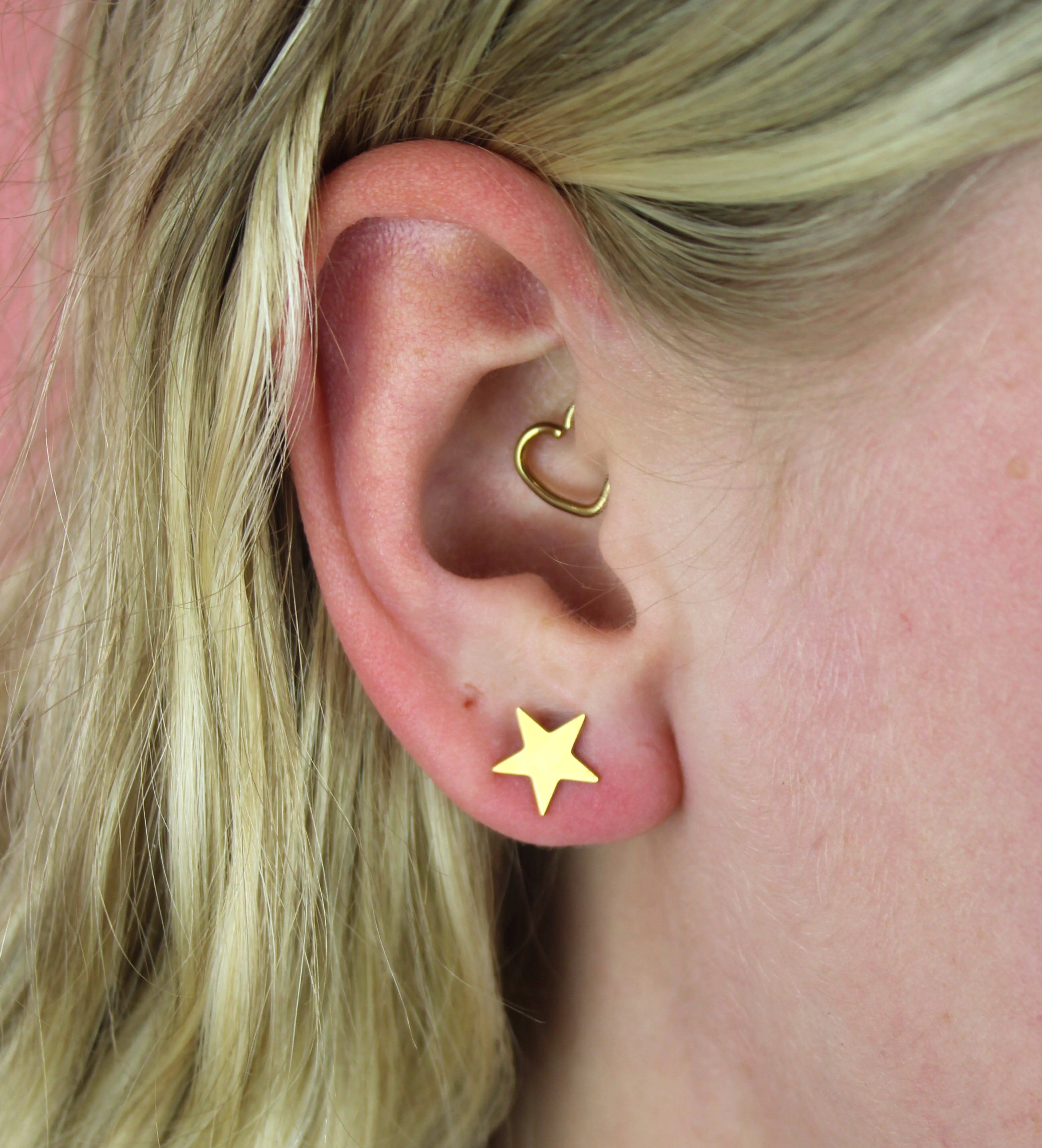Star & Crescent Moon Stud Earrings (Gold Plated) - Image 5