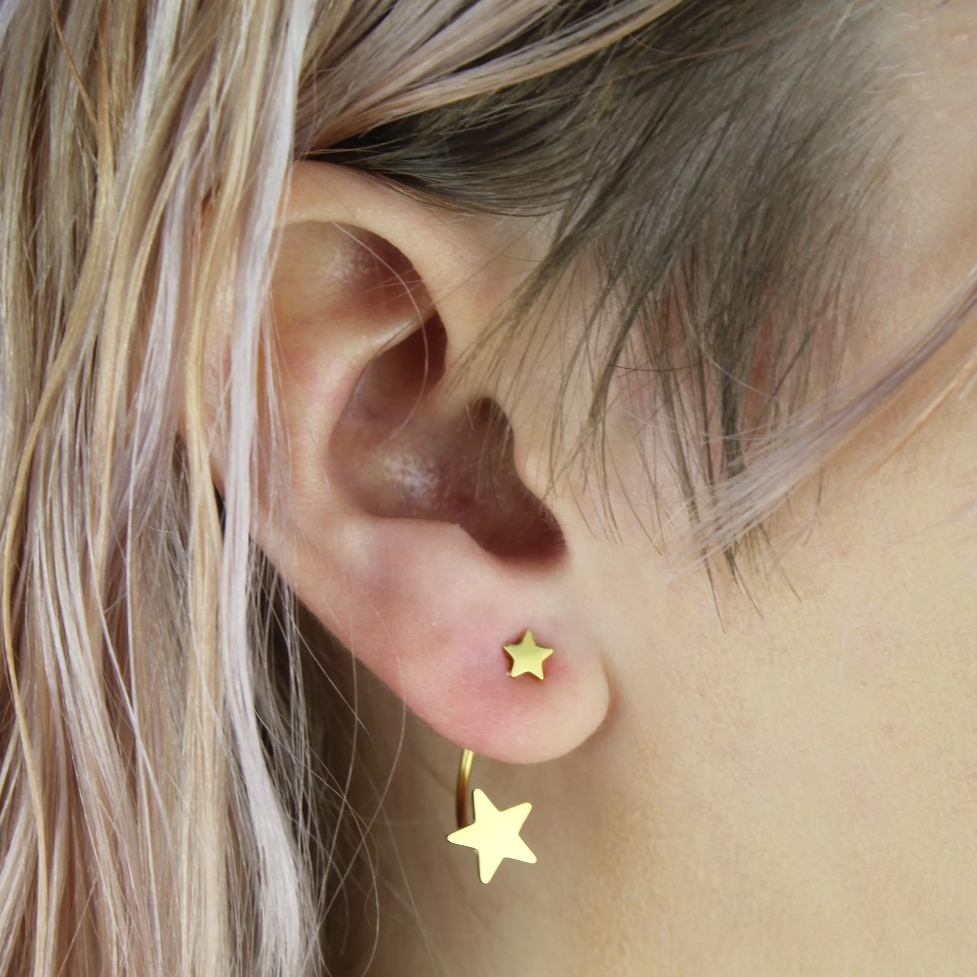 Star Ear Jacket Earrings (Gold Plated) - Image 2