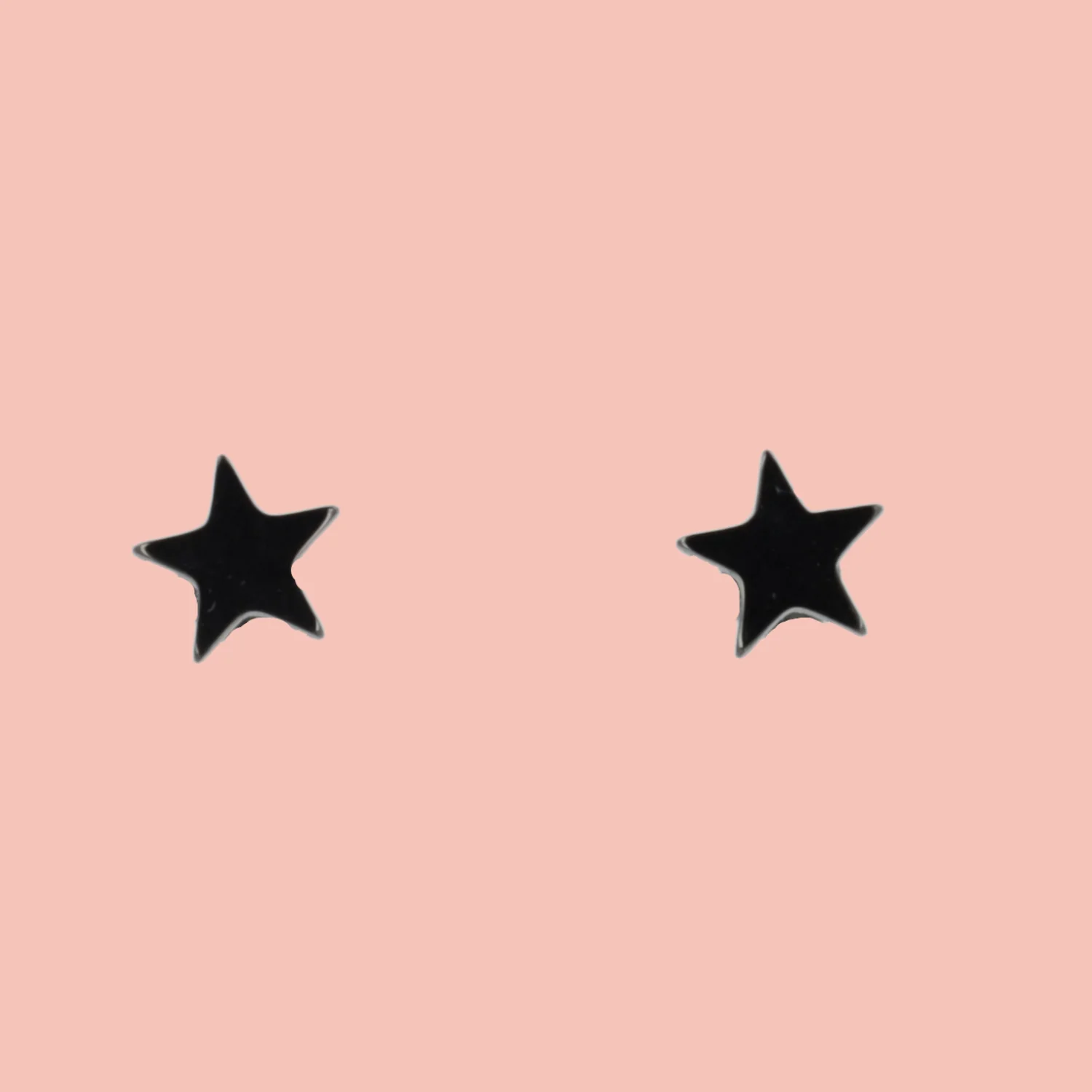 Star Screw On Stud Earrings - Black - Image 3