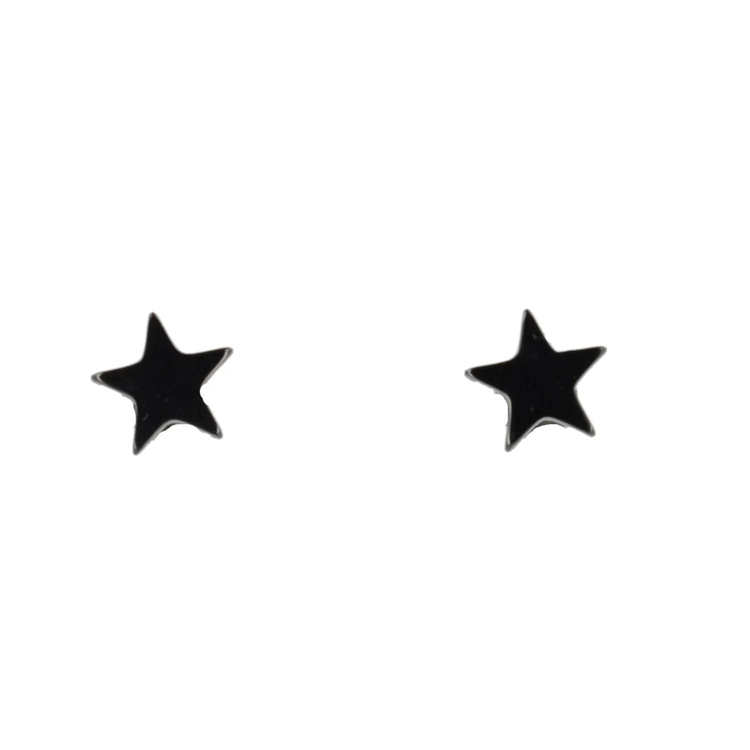 Star Screw On Stud Earrings - Black - Image 4