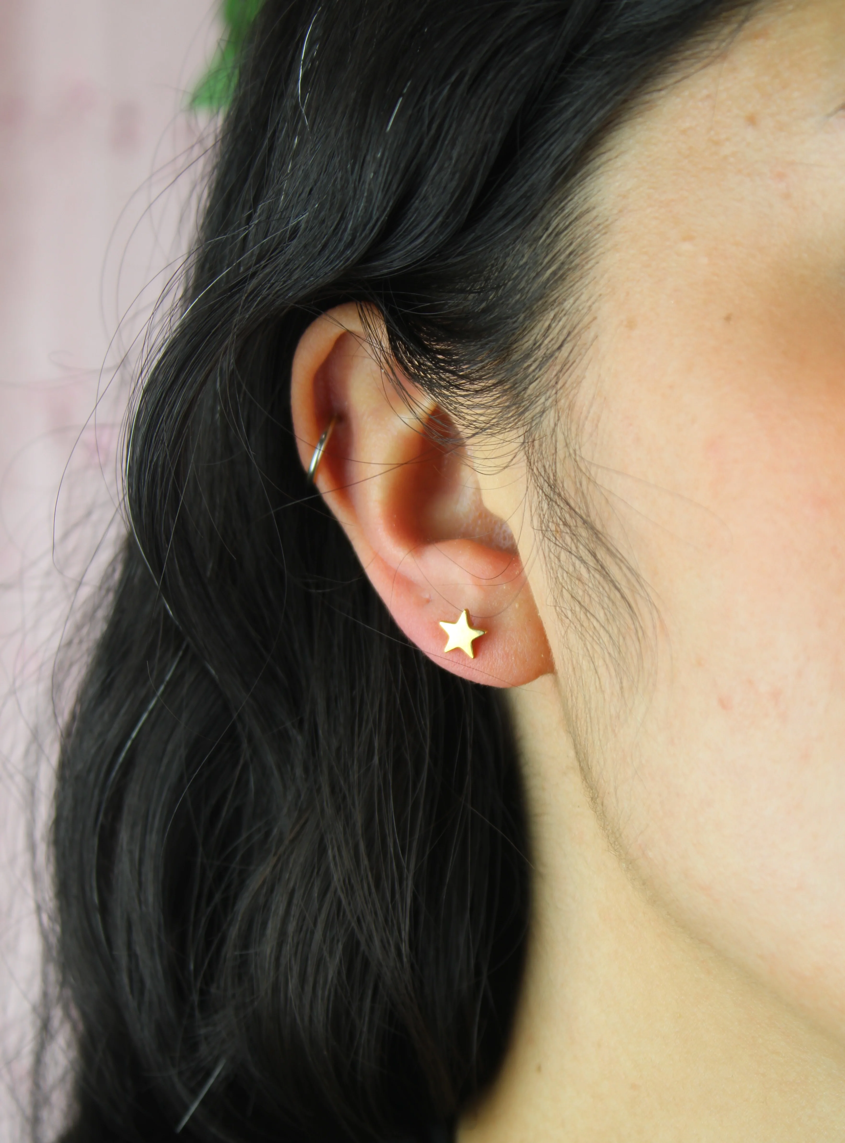 Star Screw On Stud Earrings - Gold Plated - Image 2