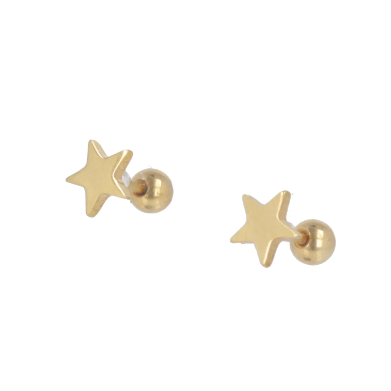 Star Screw On Stud Earrings - Gold Plated - Image 5
