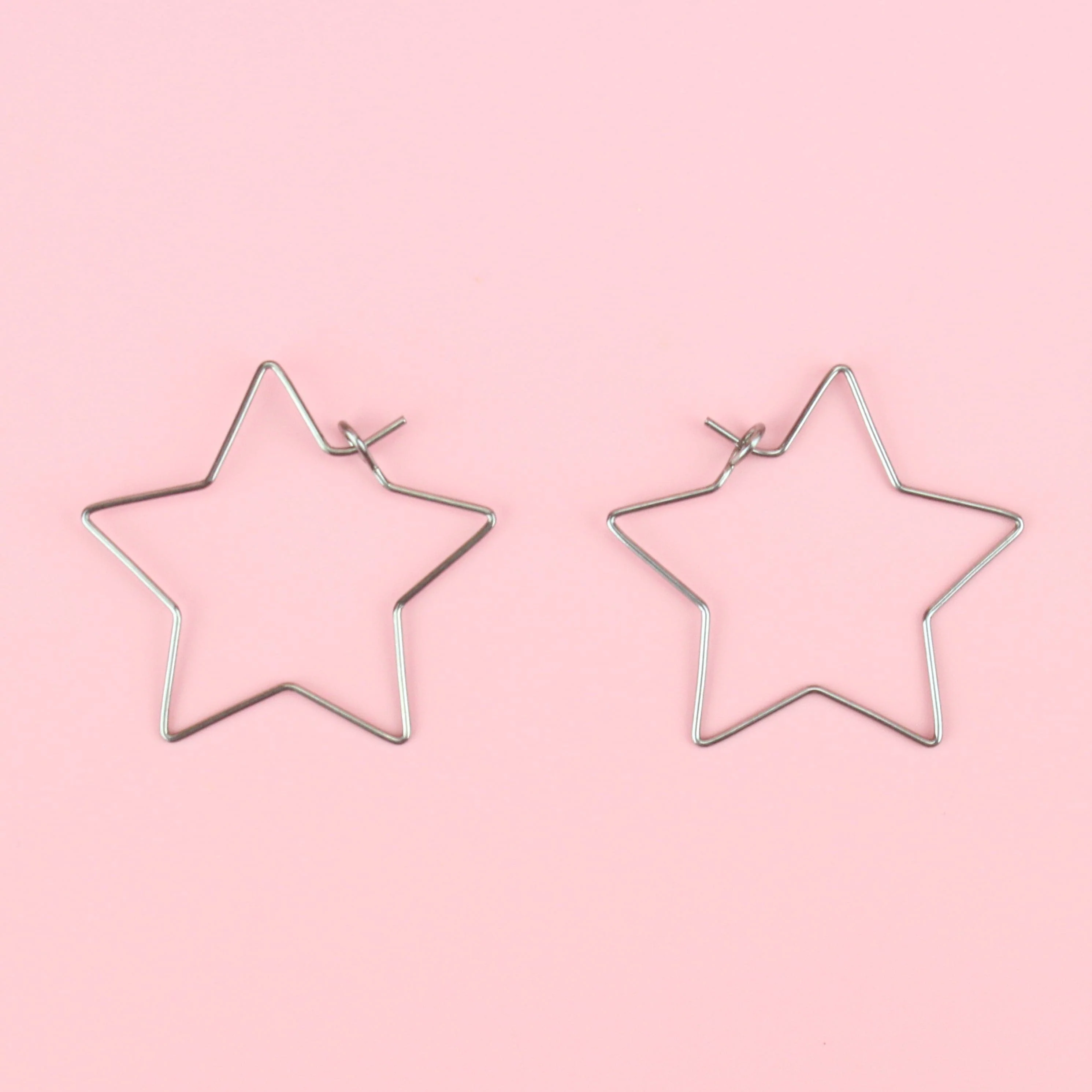 Star Wire Hoop Earrings