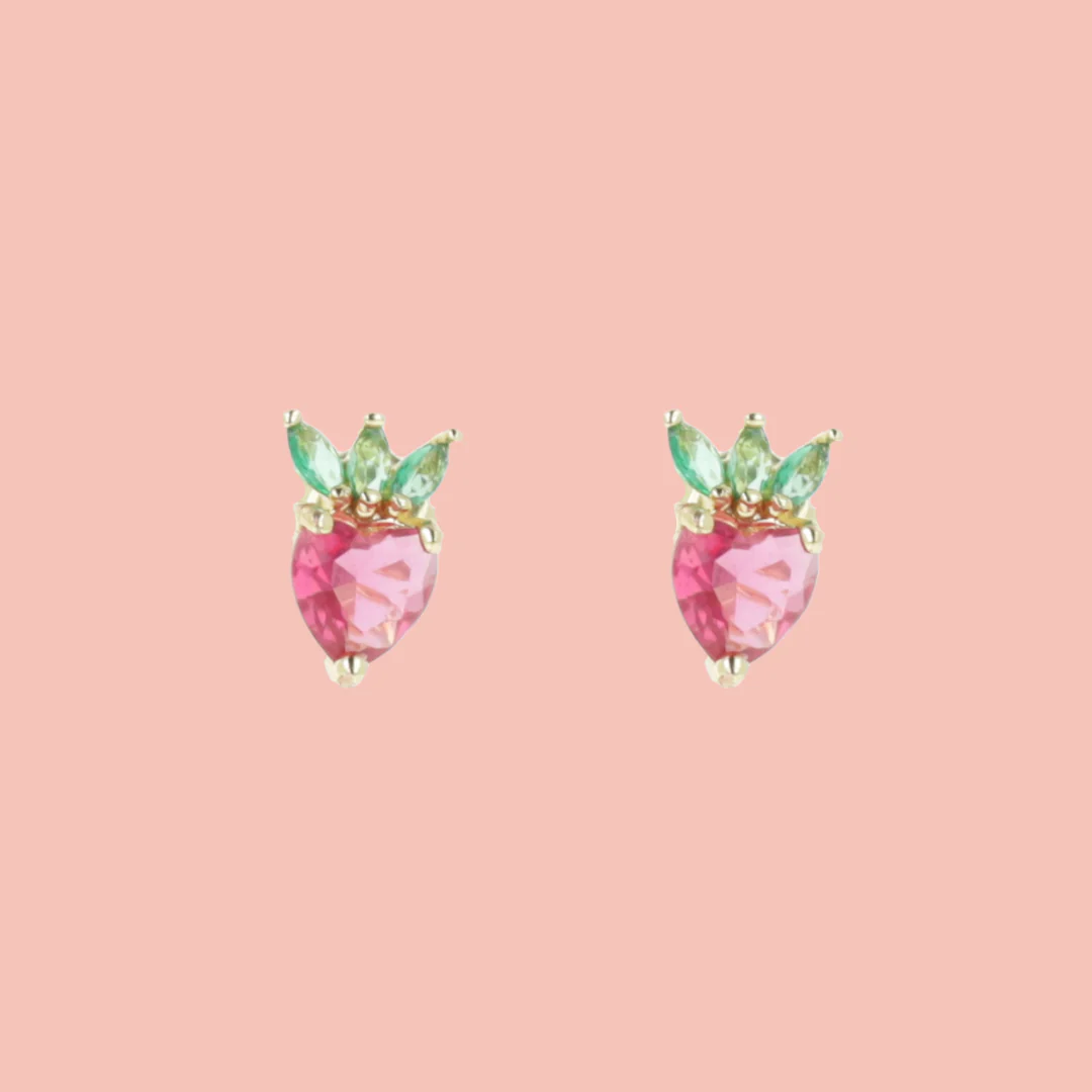 Strawberry Sweetheart Stud Earrings - Image 2