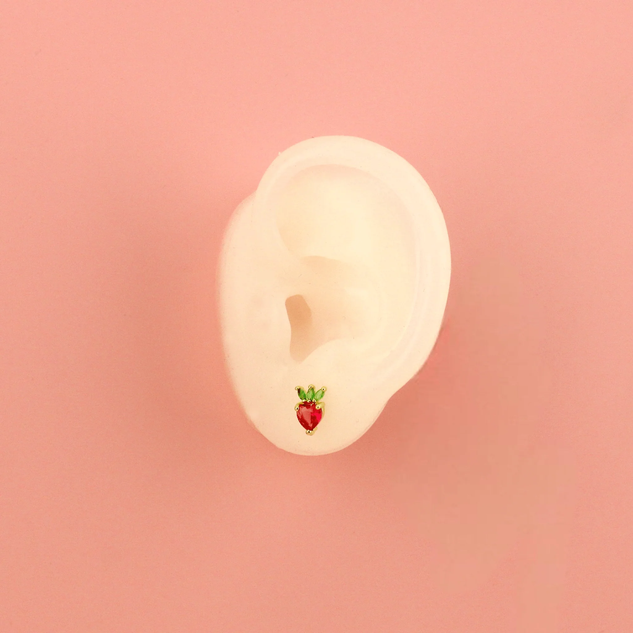 Strawberry Sweetheart Stud Earrings - Image 4