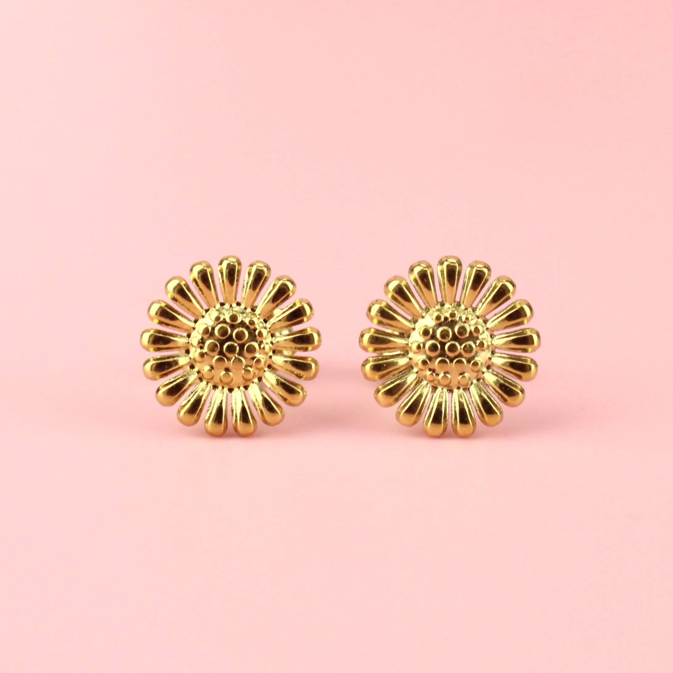Sunflower Stud Earrings (Gold Plated)