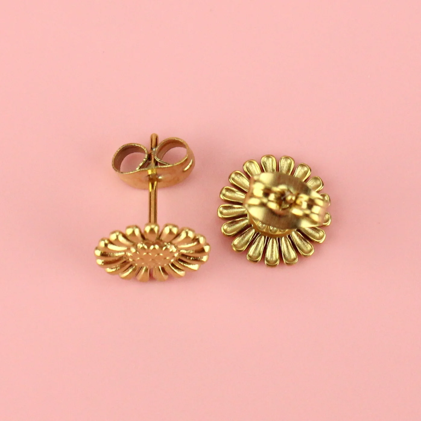 Sunflower Stud Earrings (Gold Plated) - Image 2