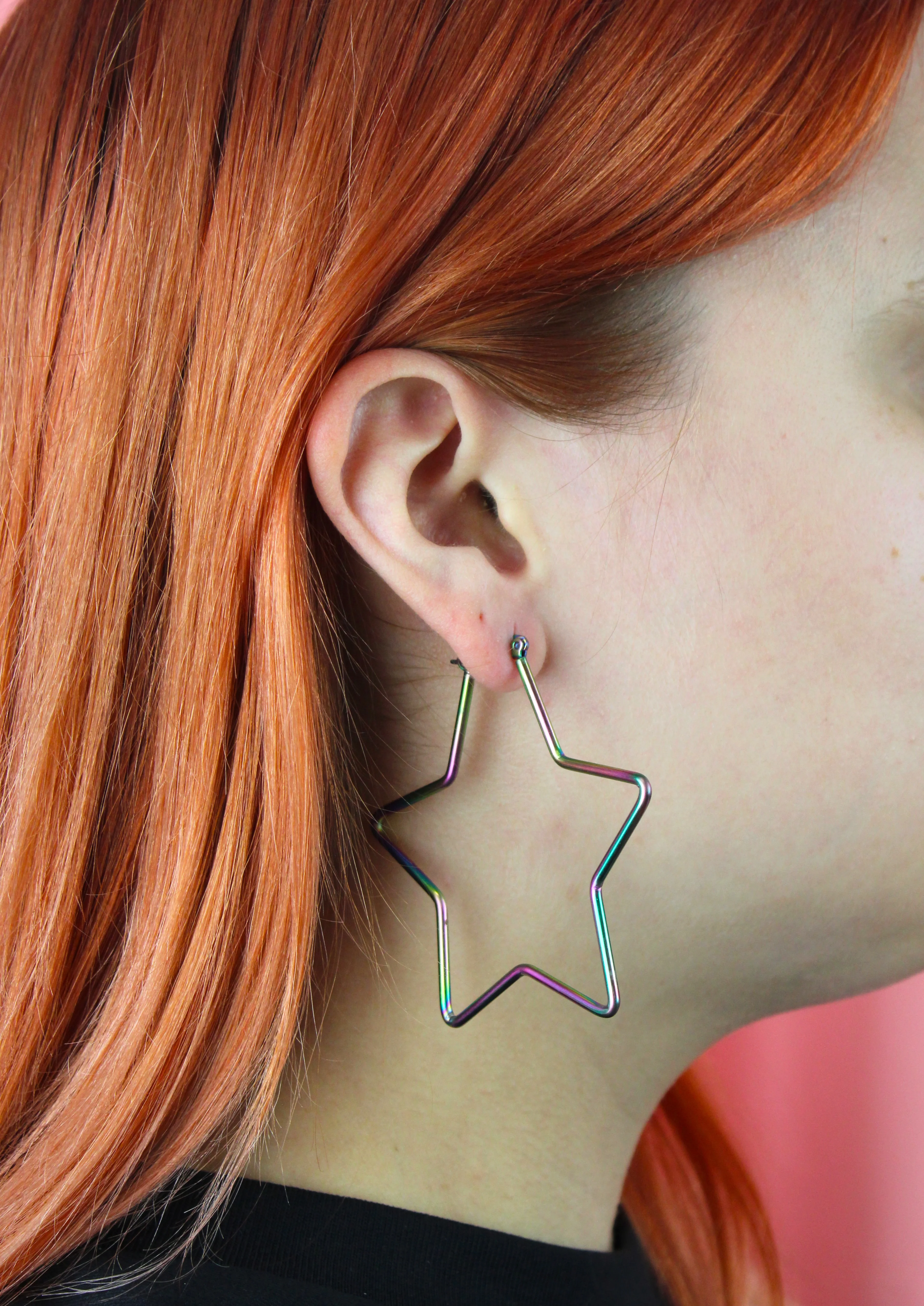Mega Super Star Hoop Earrings (Rainbow) - Image 2