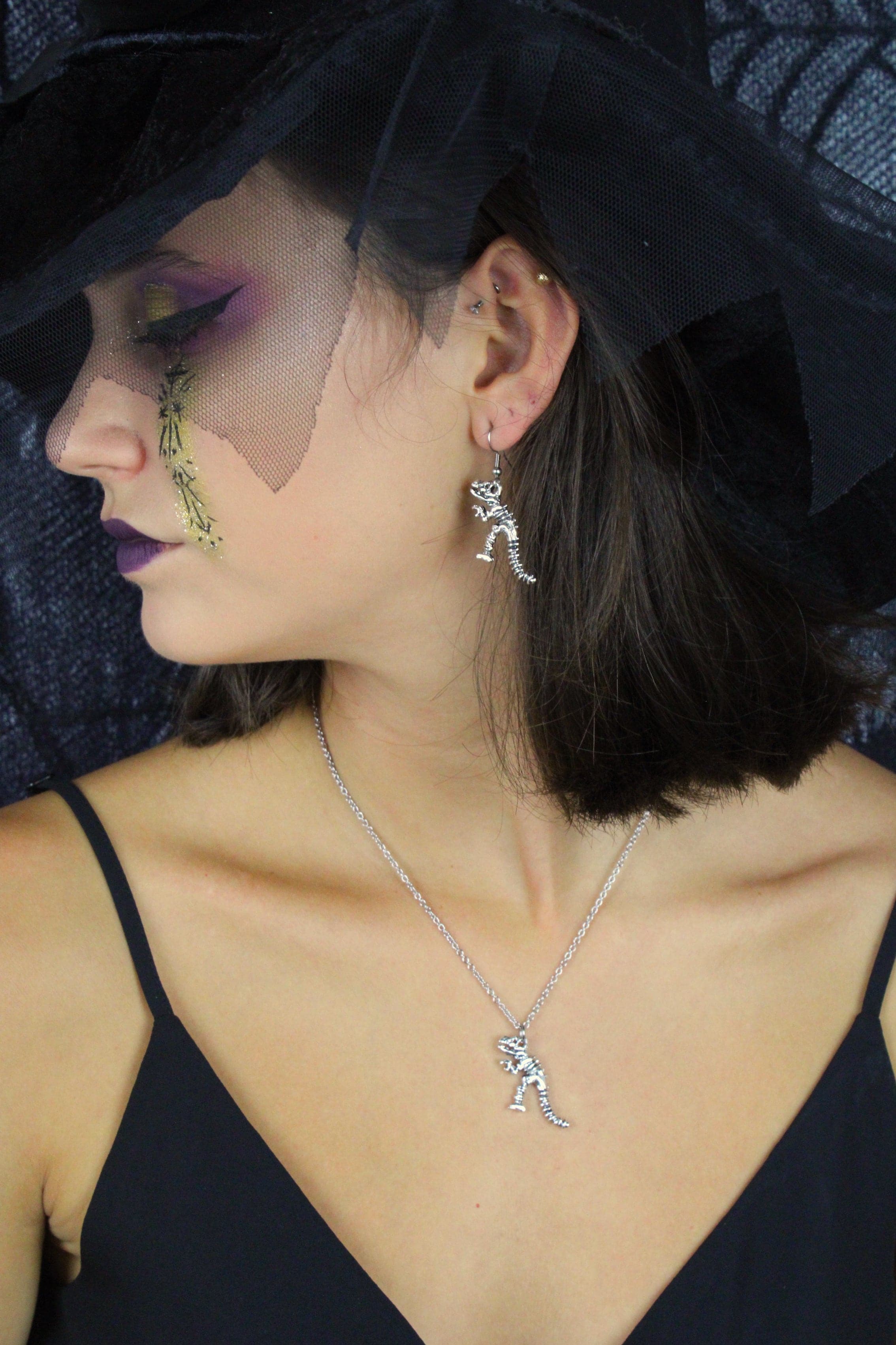 T-Rex Dinosaur Skeleton Earrings - Image 6