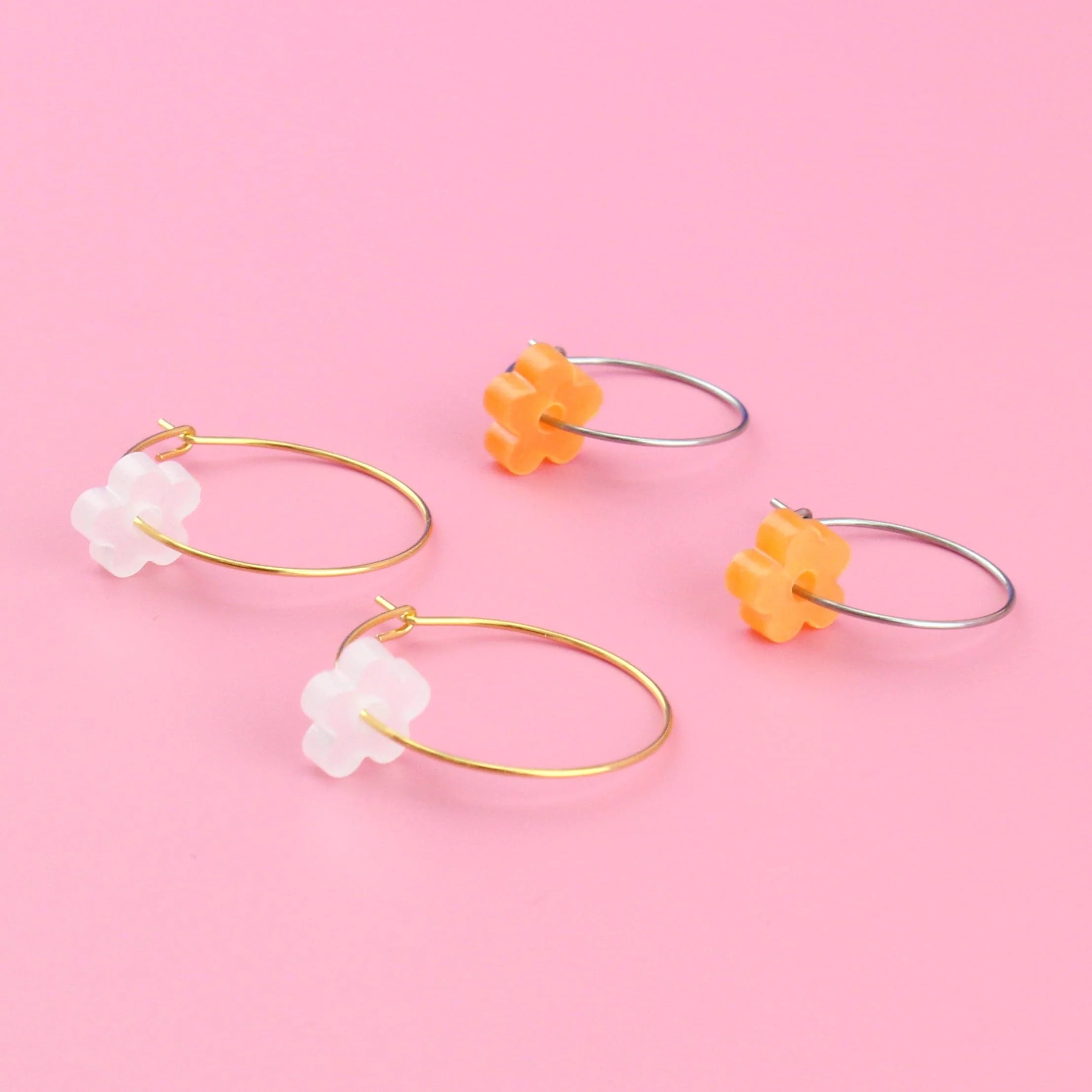 Tangerine Dream Flower Power Hoop Earring Set - Image 5