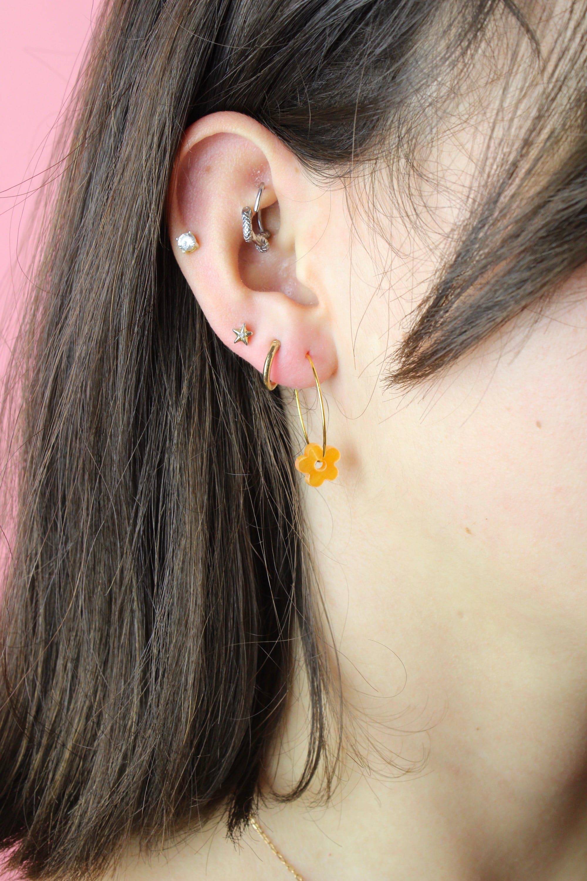 Tangerine Dream Flower Power Hoop Earring Set - Image 7