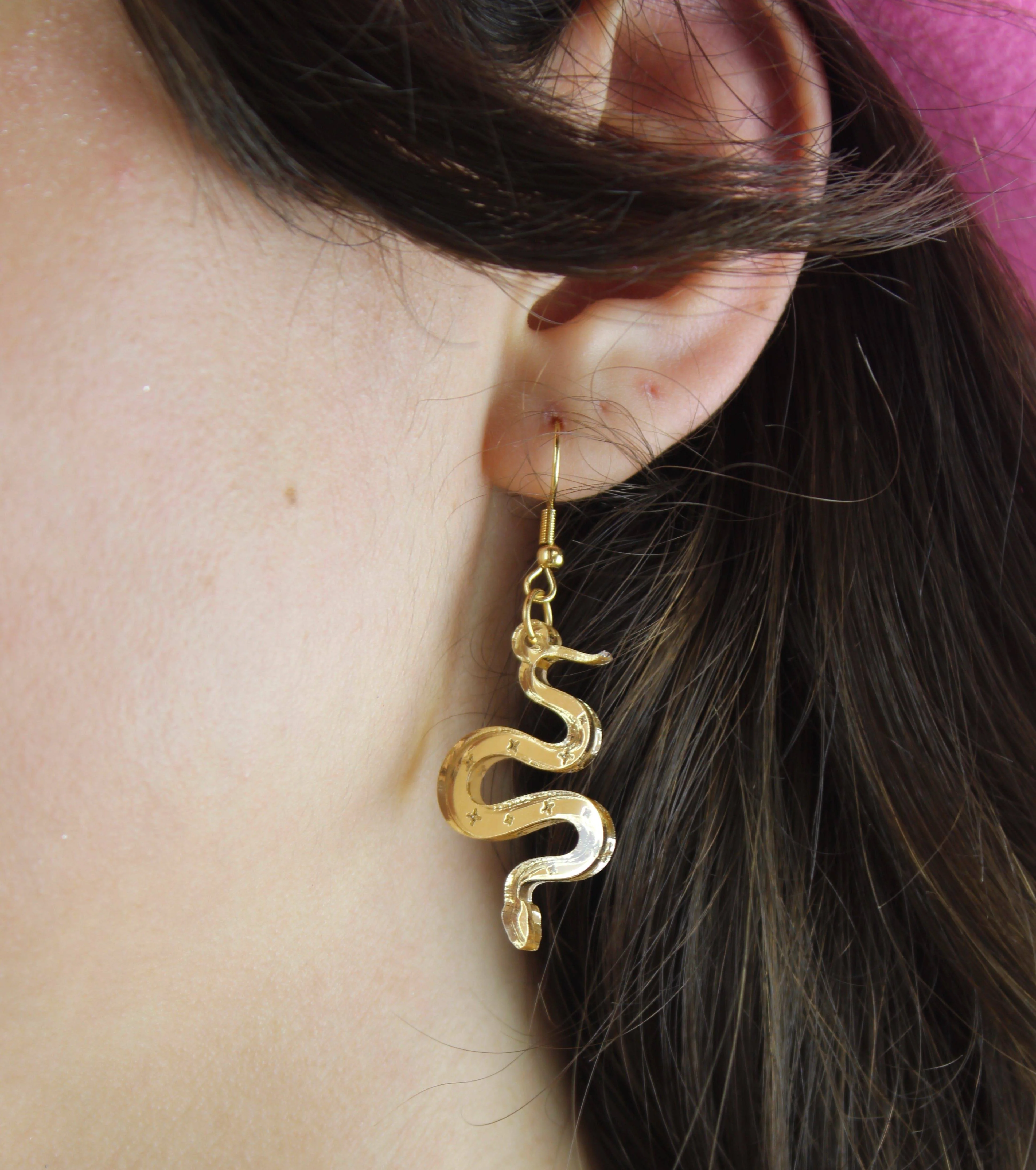 There's a Snake in My Boot Gold Earrings - Image 3