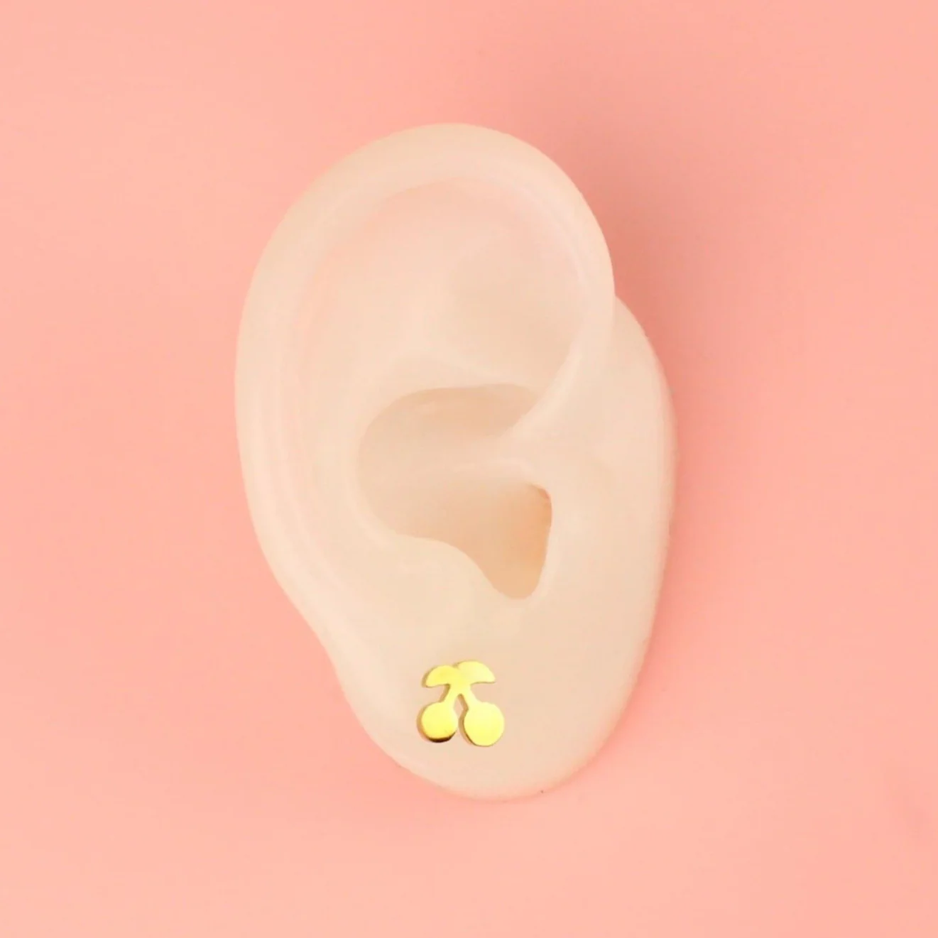 Tiny Cherry Stud Earrings (Gold Plated) - Image 2