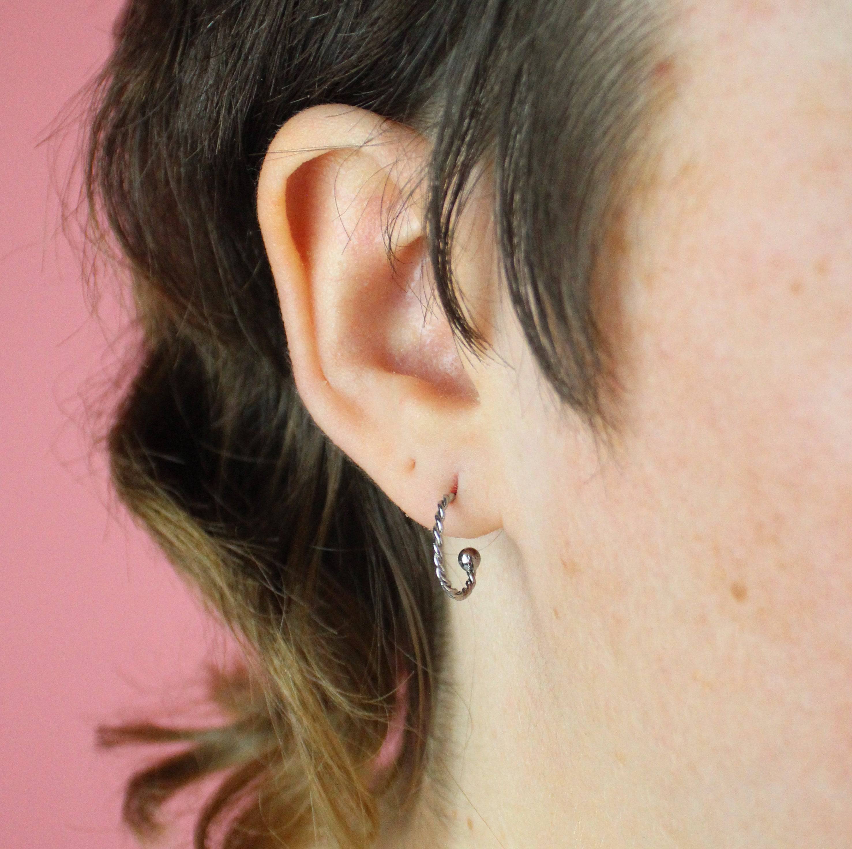 Tiny Twisted Hoop Earrings - Image 2