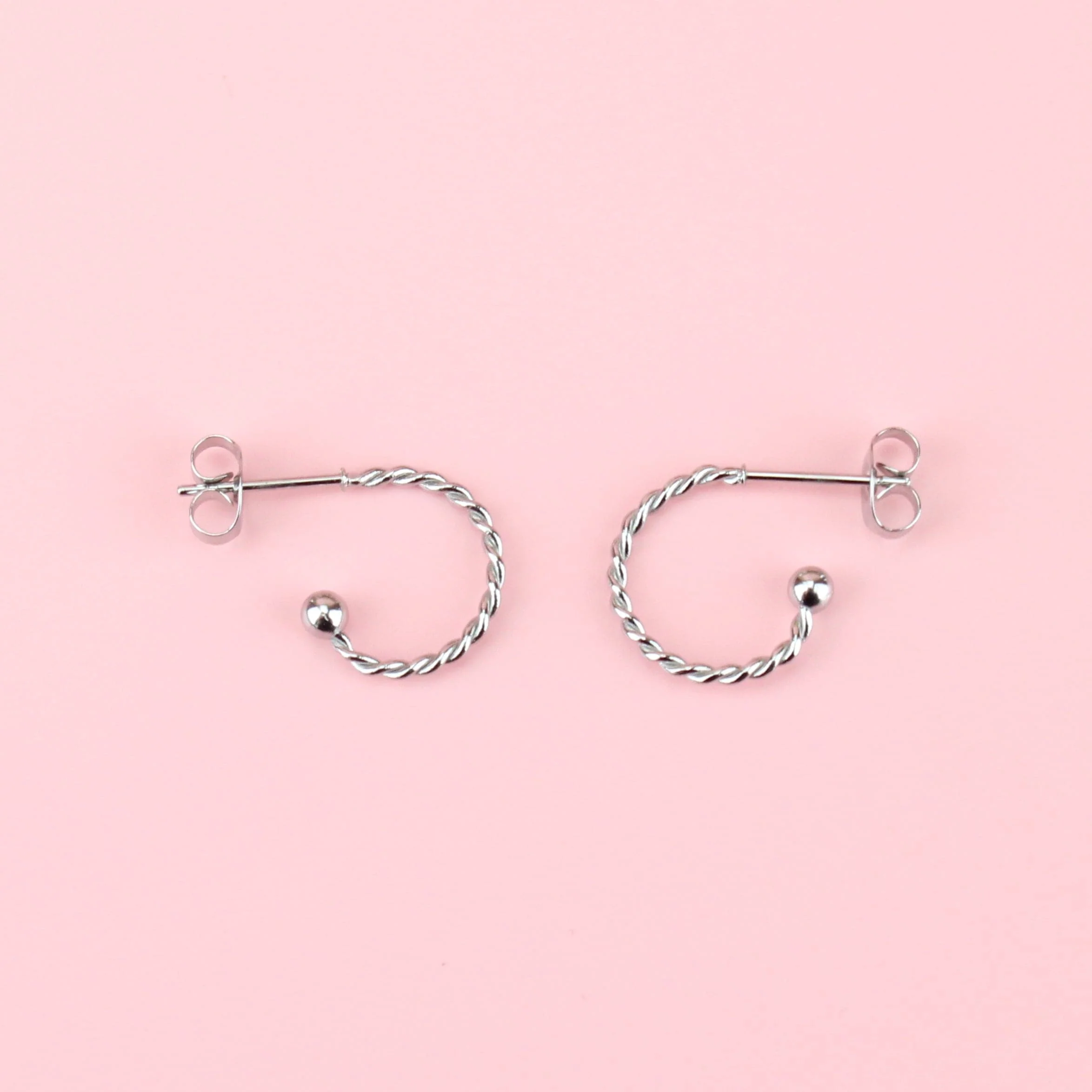 Tiny Twisted Hoop Earrings - Image 3