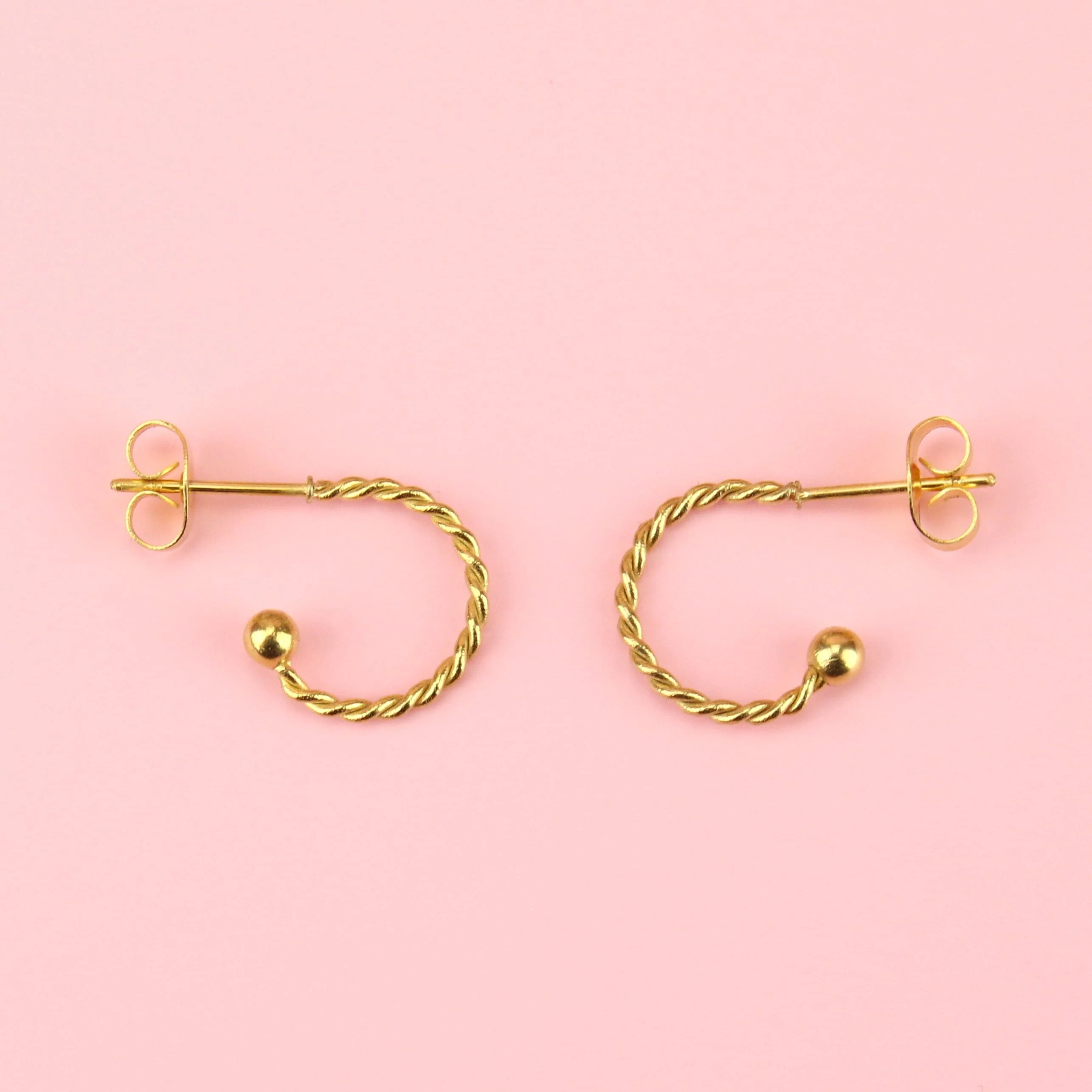 Tiny Twisted Hoop Earrings (Gold Plated) - Image 2