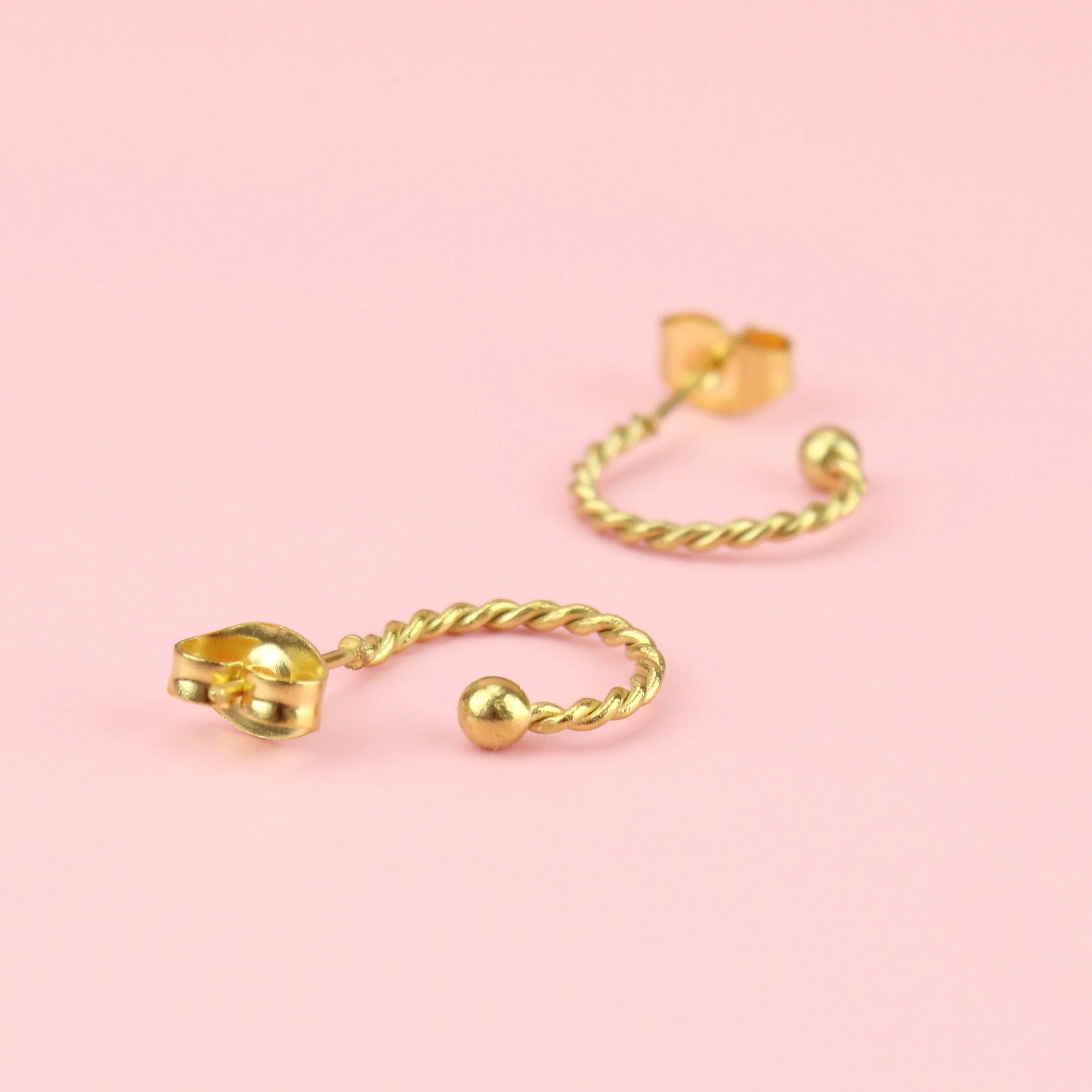 Tiny Twisted Hoop Earrings (Gold Plated) - Image 3