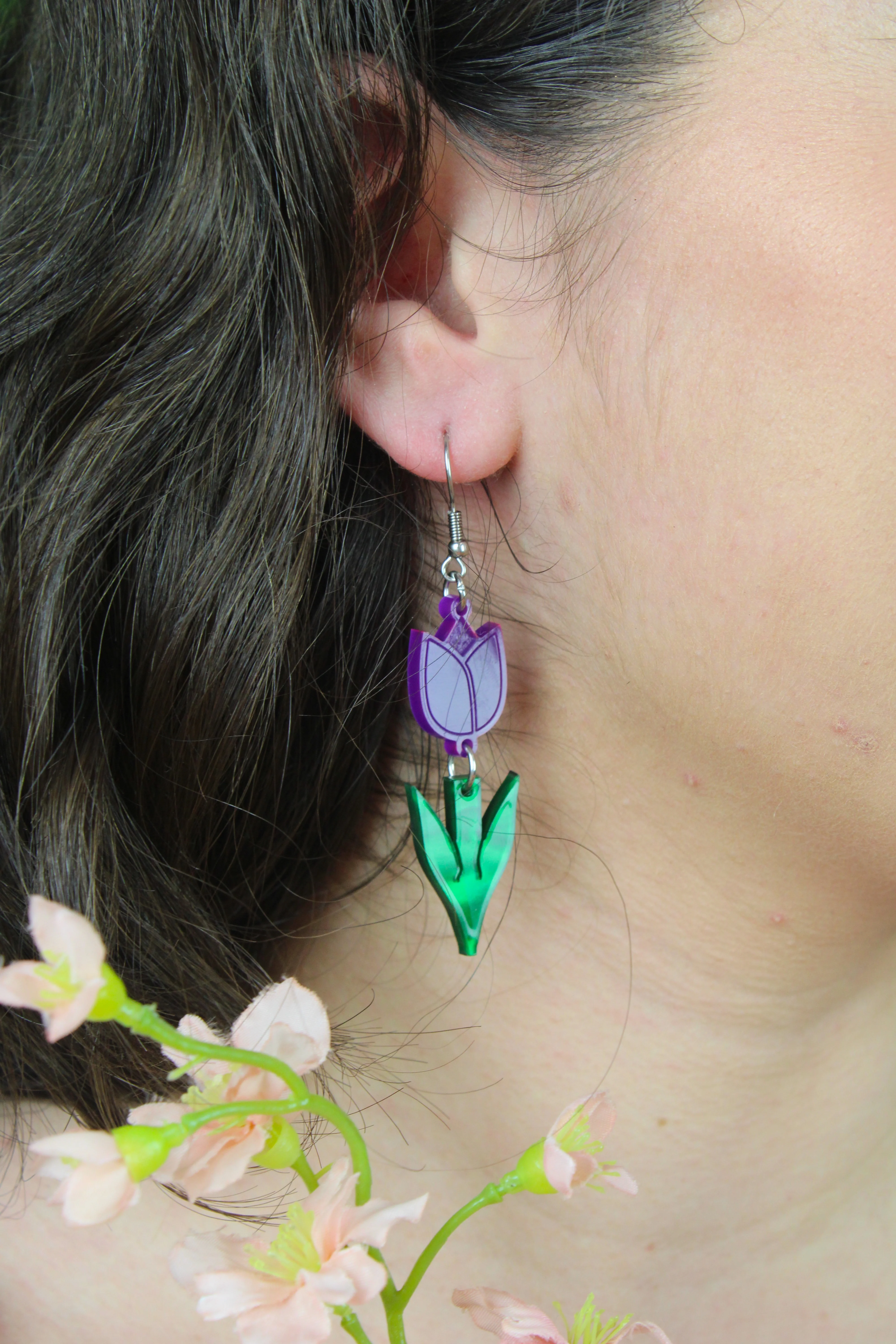 Tiptoe Through the Tulips Earrings (Purple) - Image 2