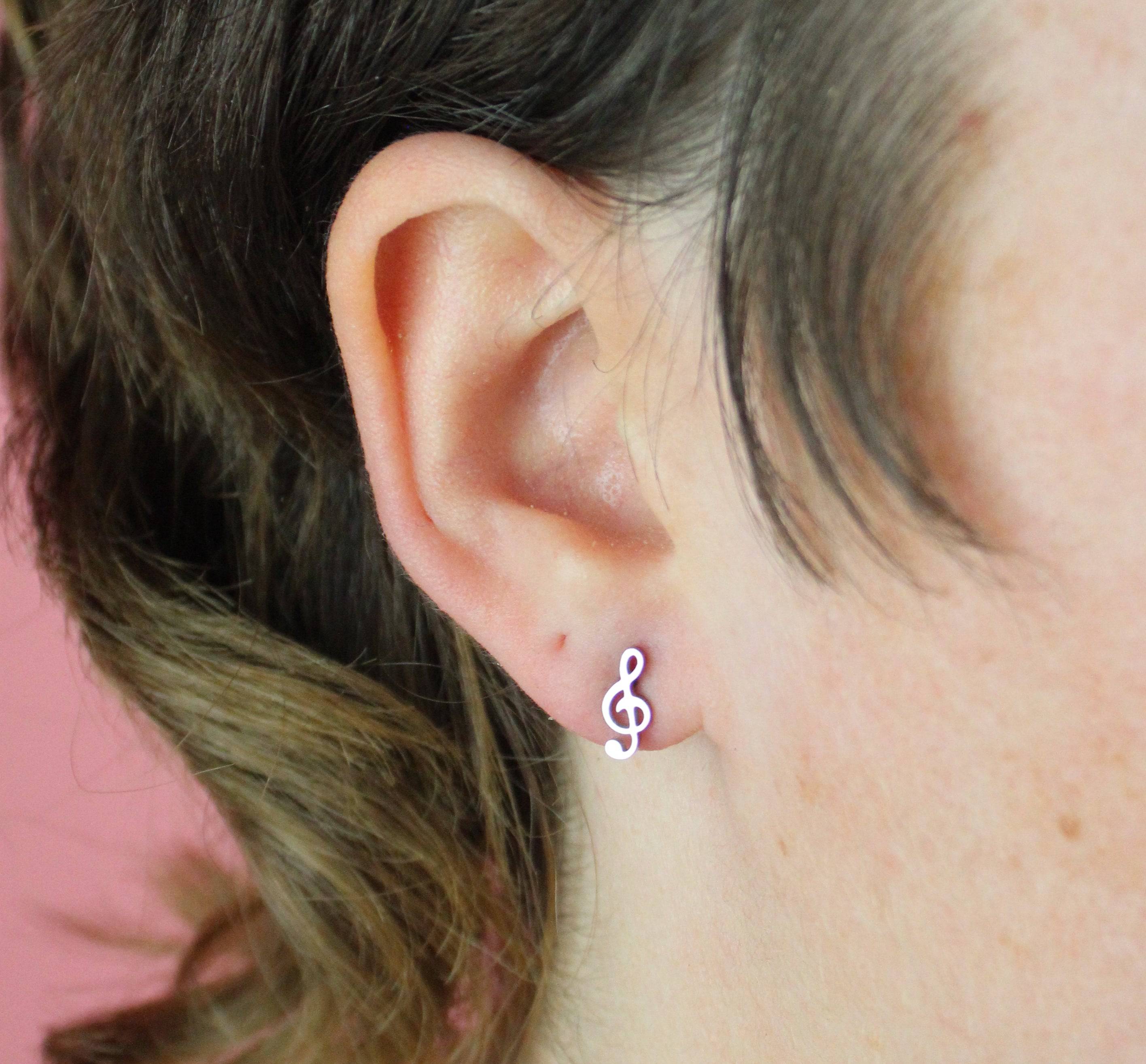 Treble Clef Stud Earrings - Image 2