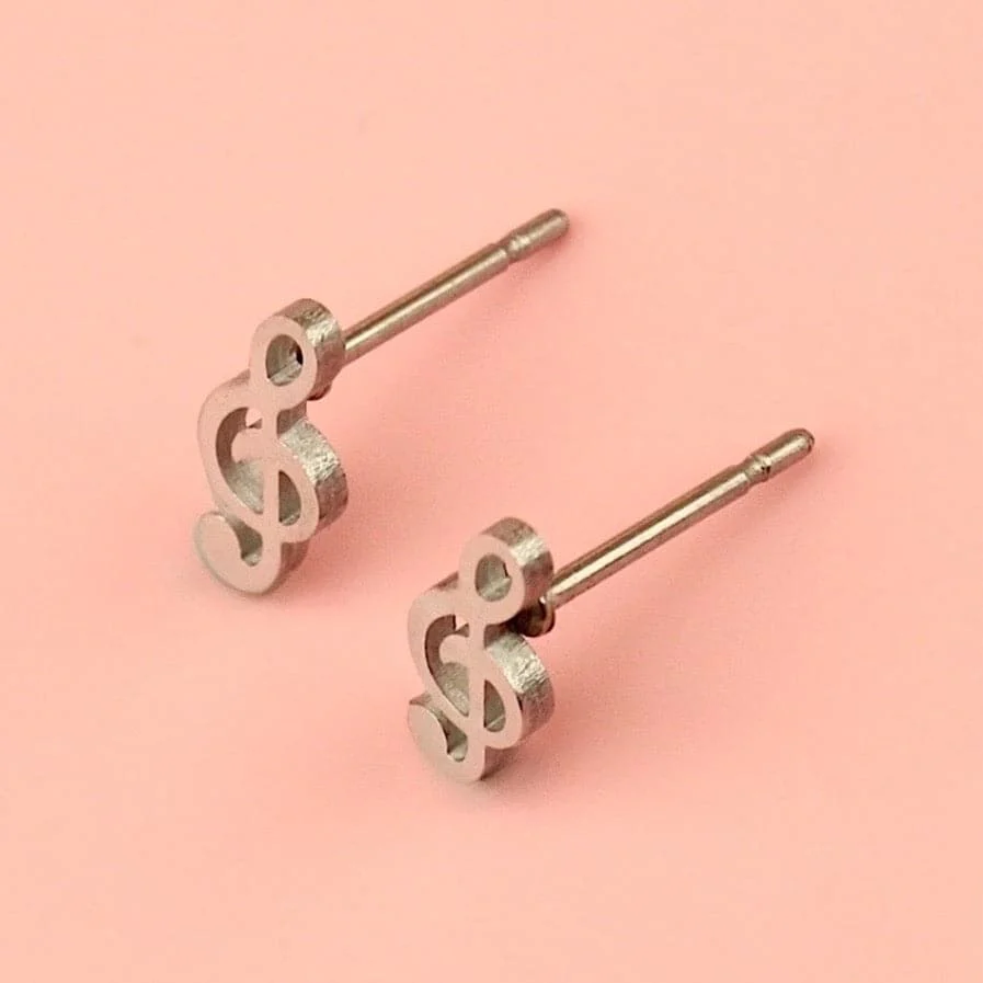 Treble Clef Stud Earrings - Image 3