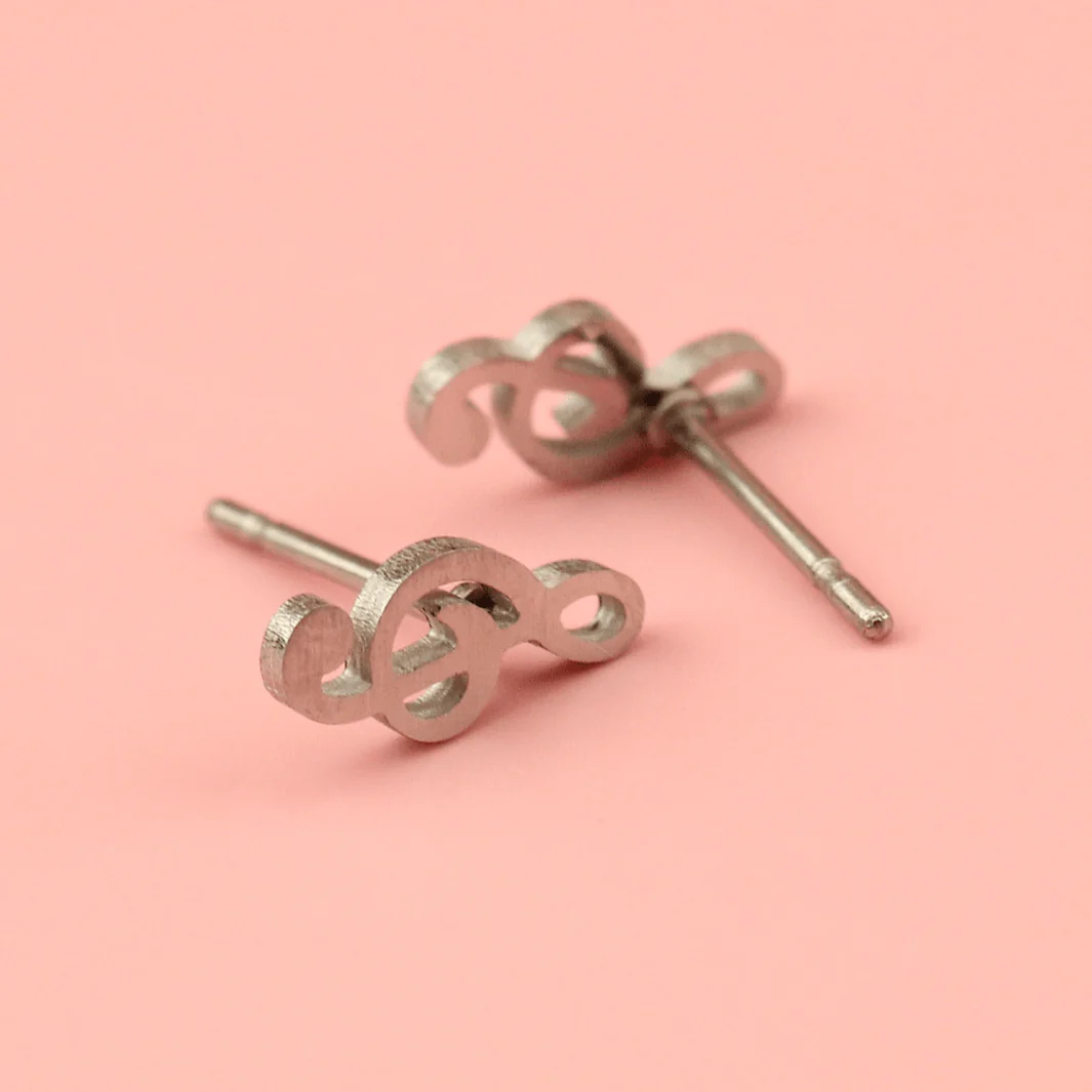 Treble Clef Stud Earrings - Image 4