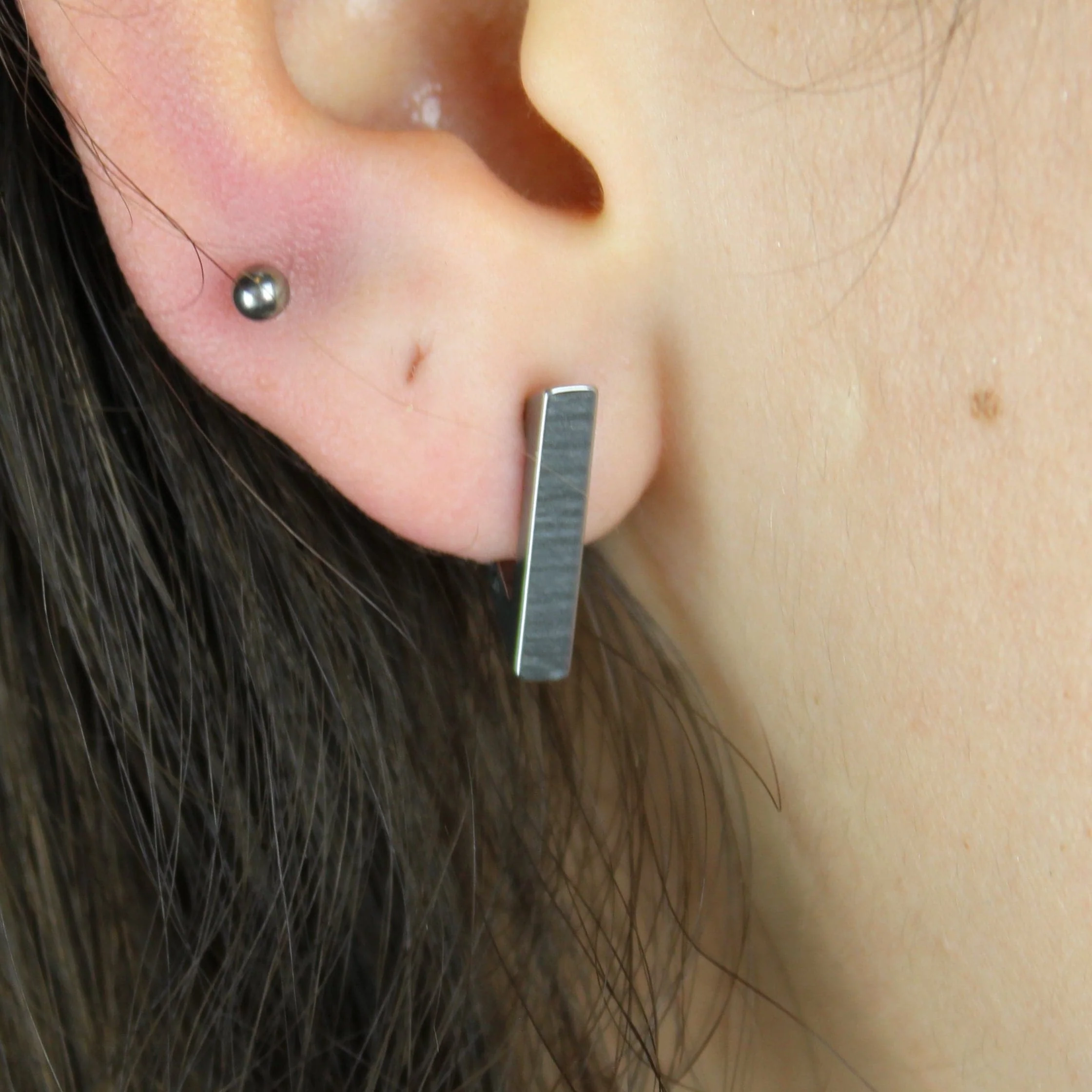 Triangle Huggie Hoop Earrings (Stainless Steel) - Image 4