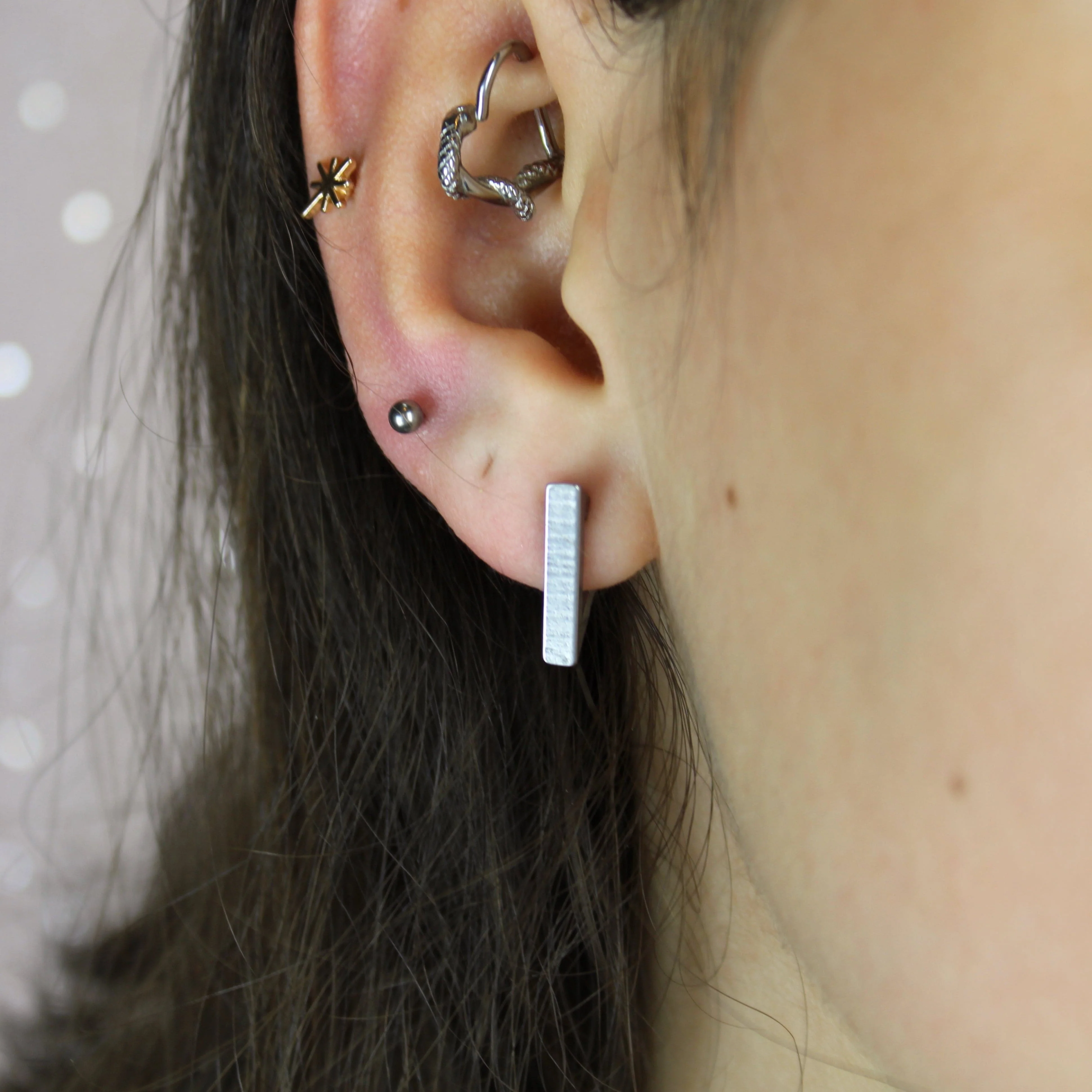 Triangle Huggie Hoop Earrings (Stainless Steel) - Image 6