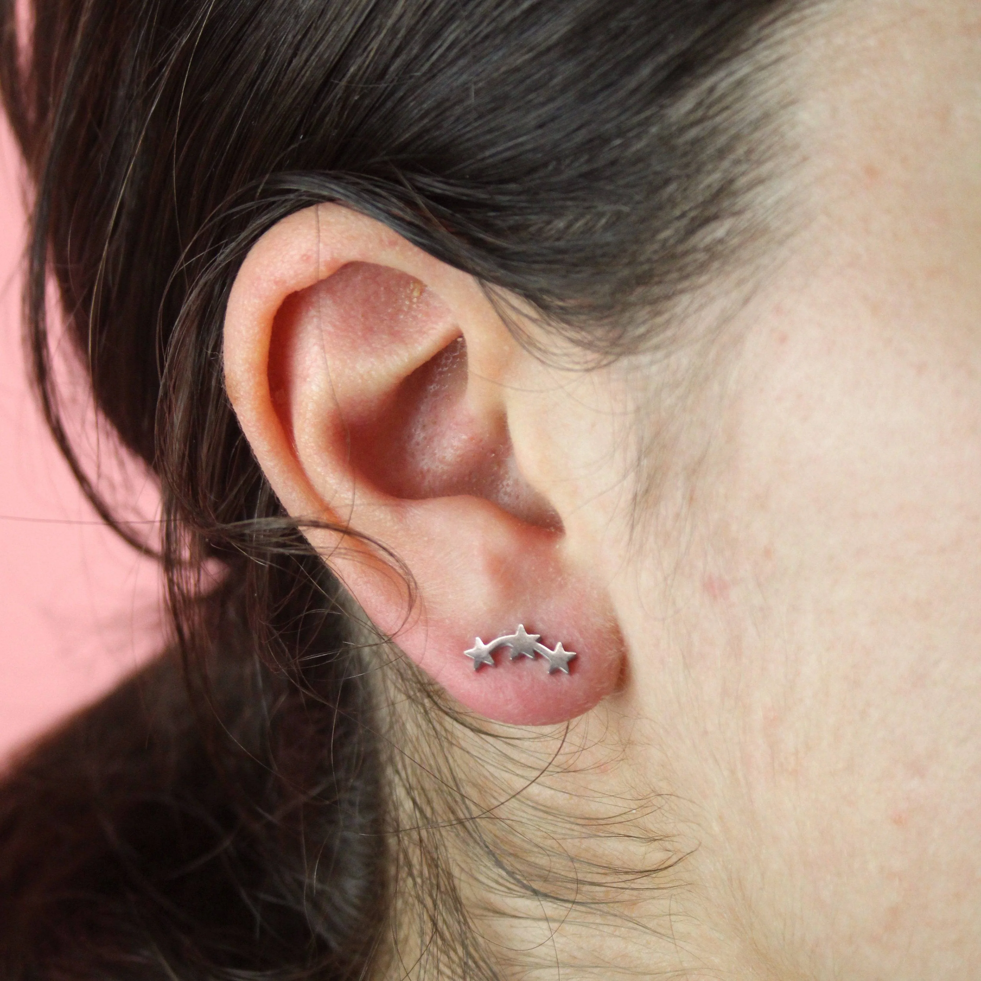 Triple Curved Star Stud Earrings - Image 3