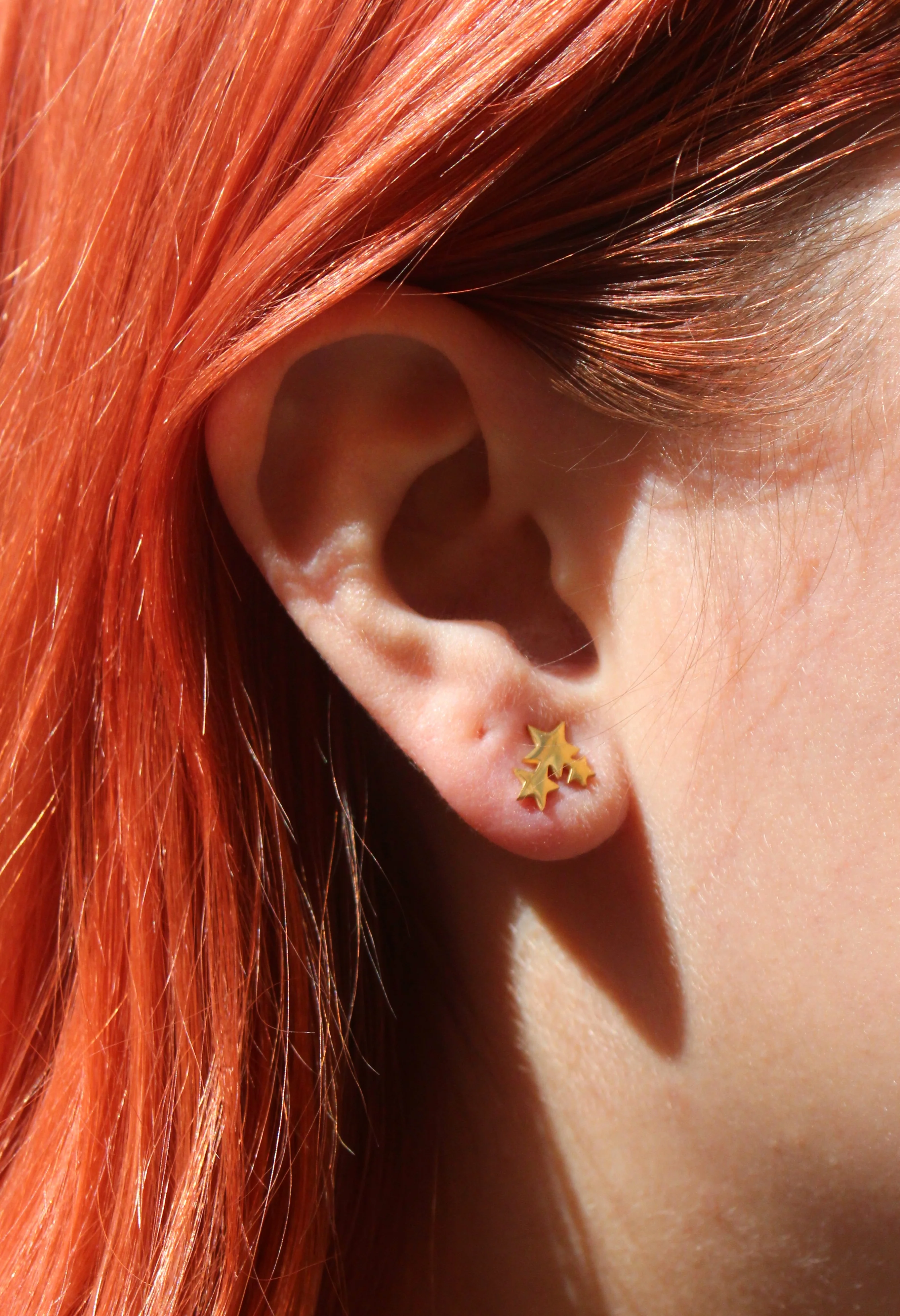 Triple Star Stud Earrings - Gold Plated - Image 2