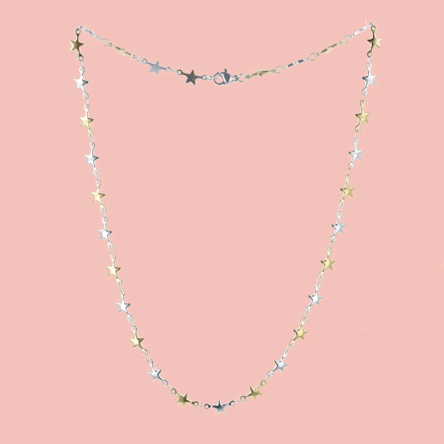 Two Toned Star Chain Necklace - Image 3