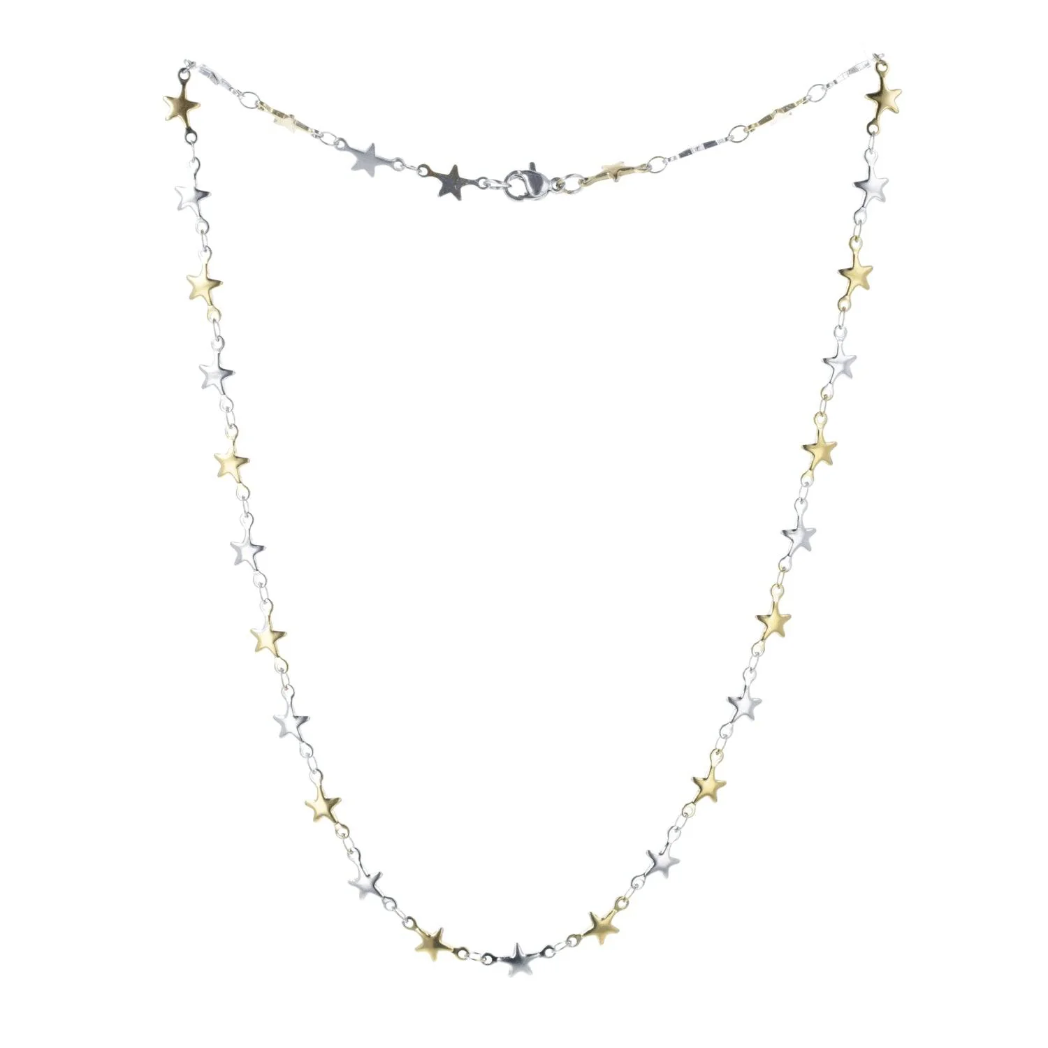 Two Toned Star Chain Necklace - Image 7