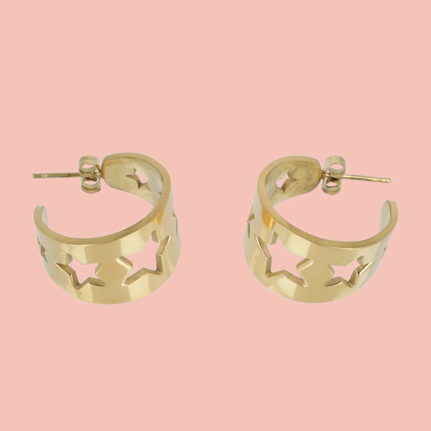 Whimsical Star Hoop Earrings (Gold Plated) - Image 2