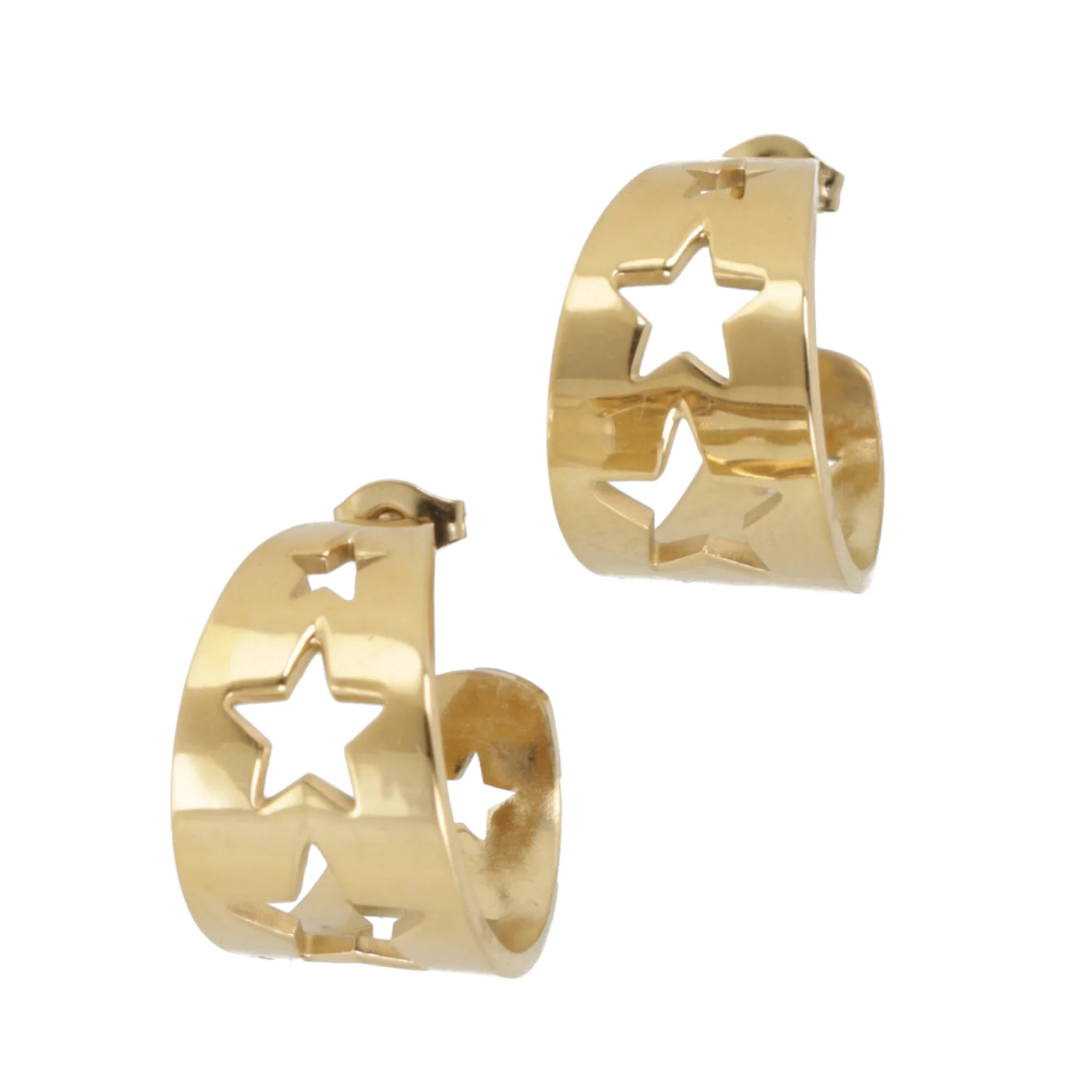 Whimsical Star Hoop Earrings (Gold Plated) - Image 3