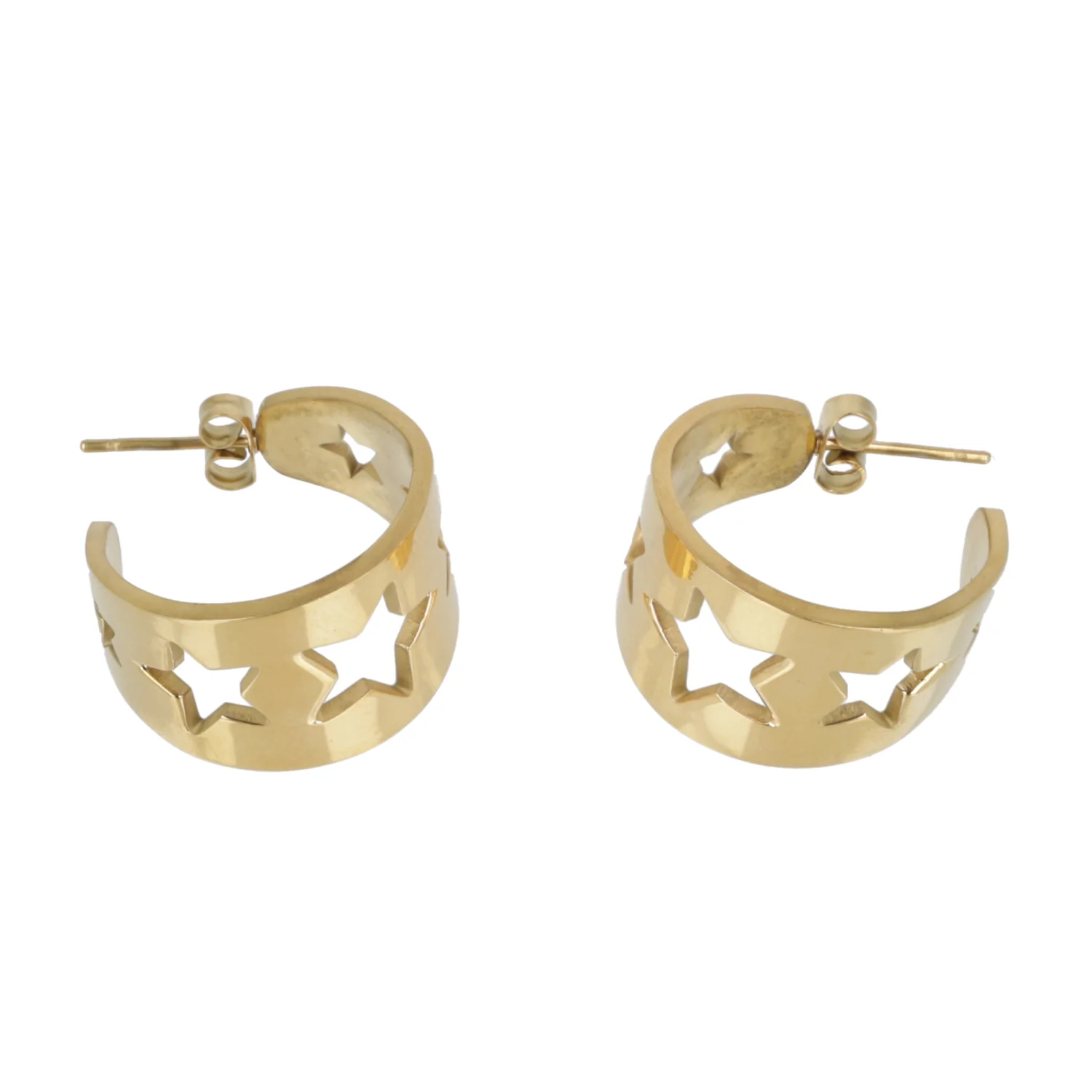 Whimsical Star Hoop Earrings (Gold Plated) - Image 4