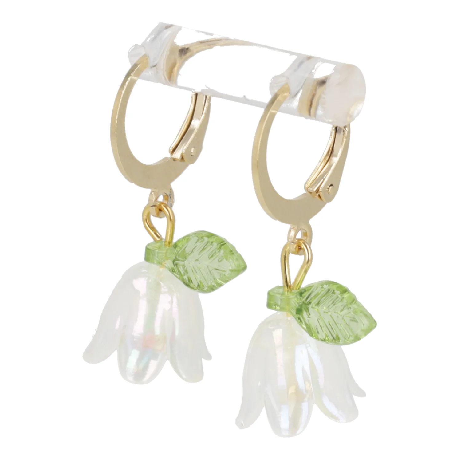 White Bell Orchid Huggie Hoop Earrings - Image 5