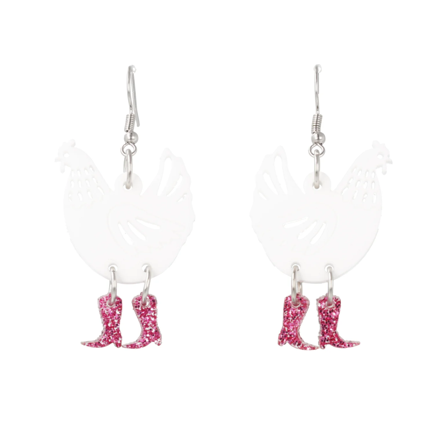 White Chick Magnet Chicken Earrings - Image 5