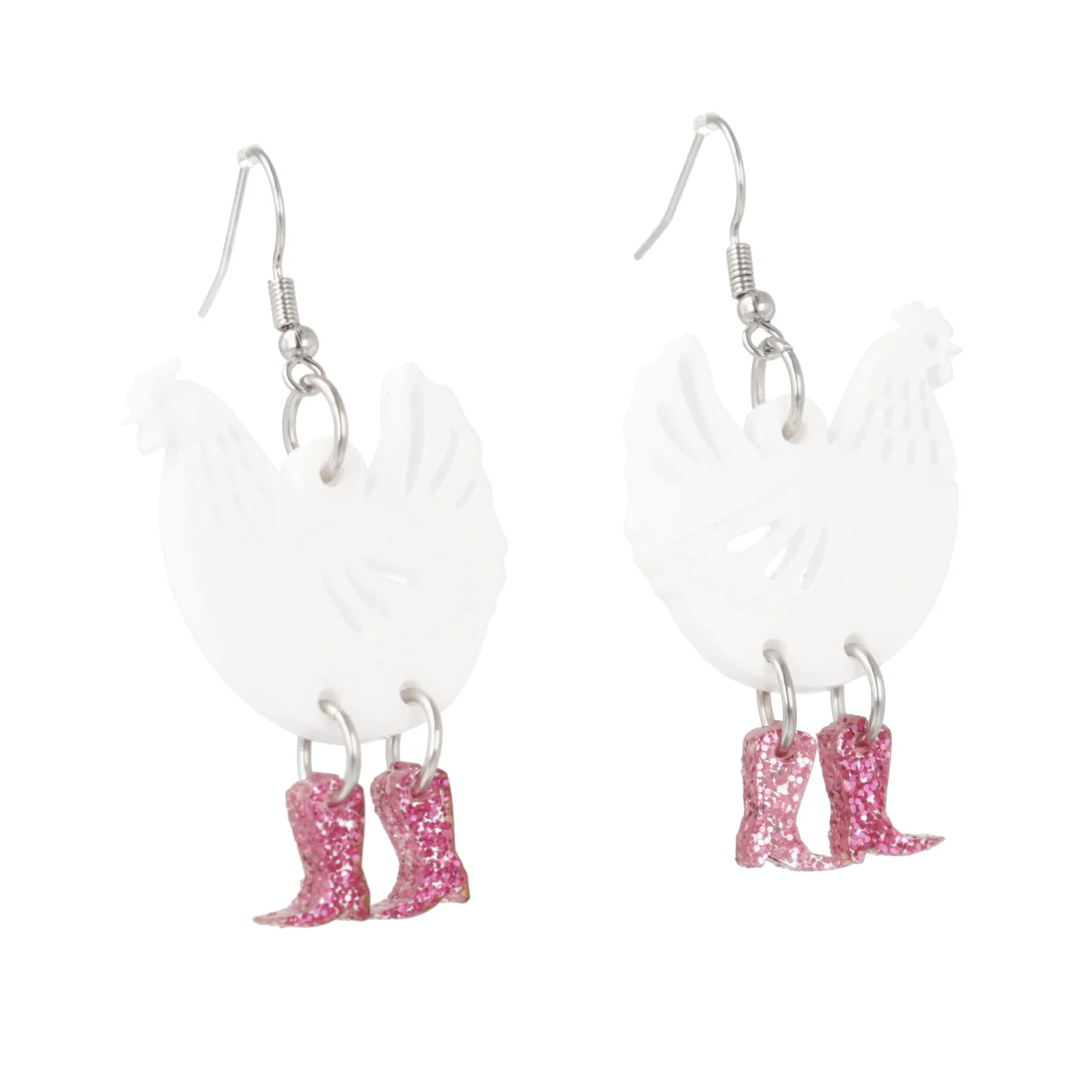 White Chick Magnet Chicken Earrings - Image 6