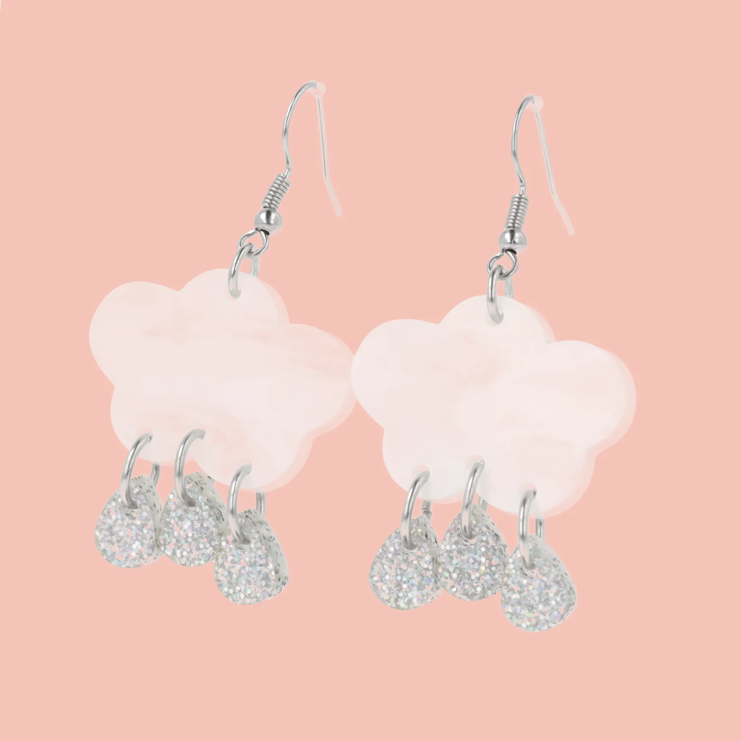 White Glitter Acid Rain Earrings - Image 3