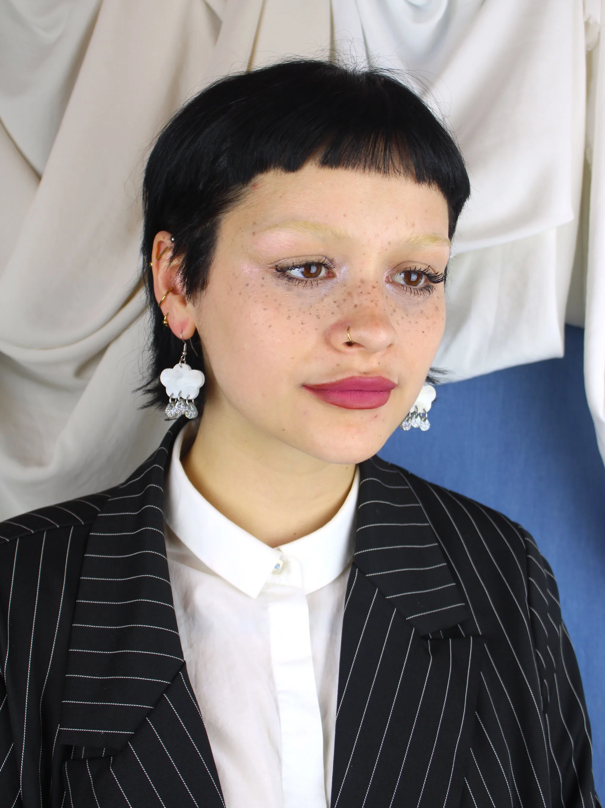White Glitter Acid Rain Earrings - Image 4