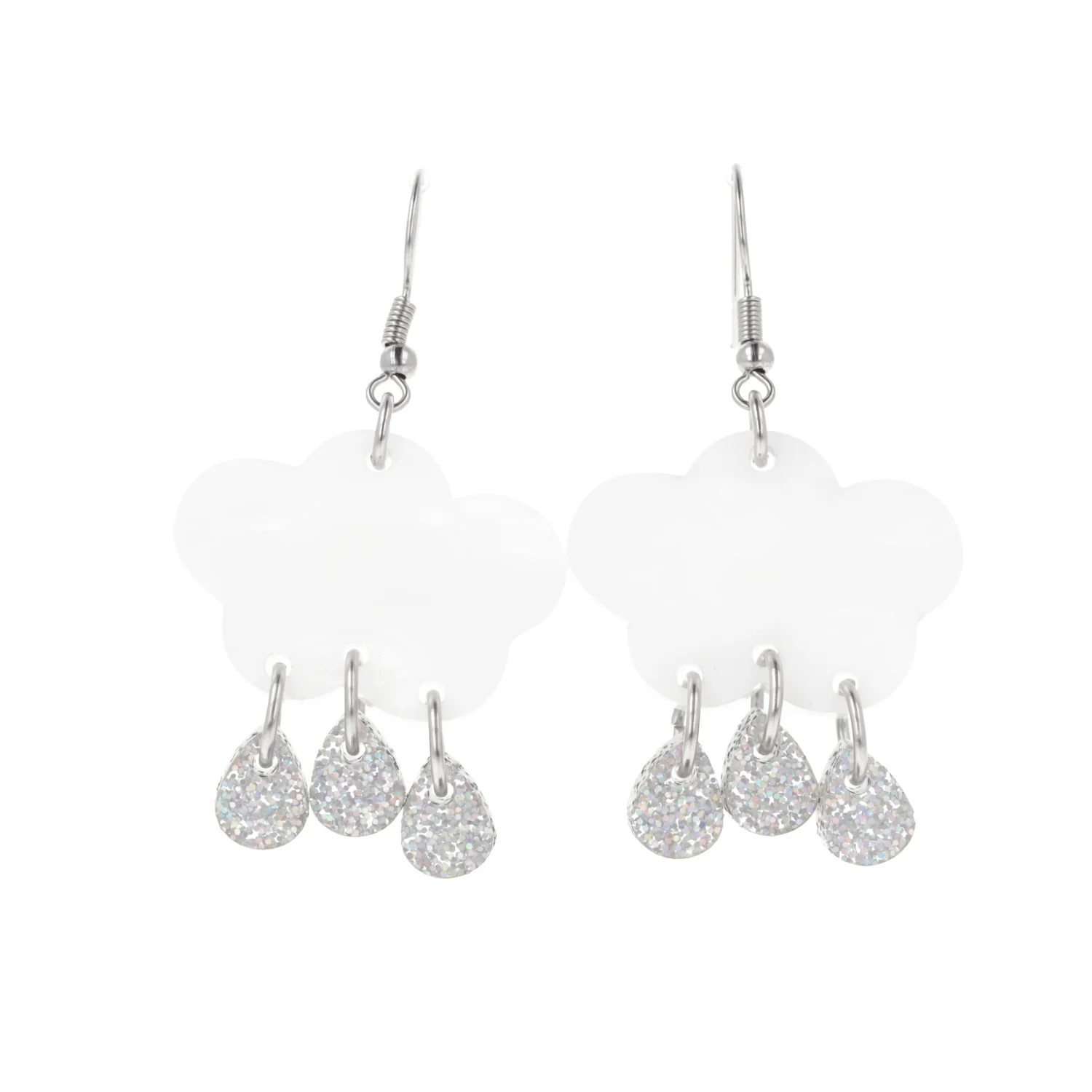 White Glitter Acid Rain Earrings - Image 6