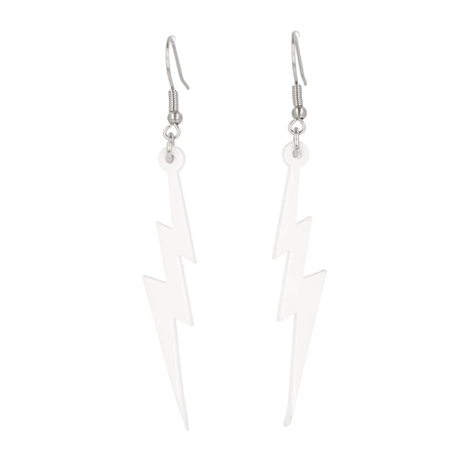 White Lightning Bolt Earrings - Image 3