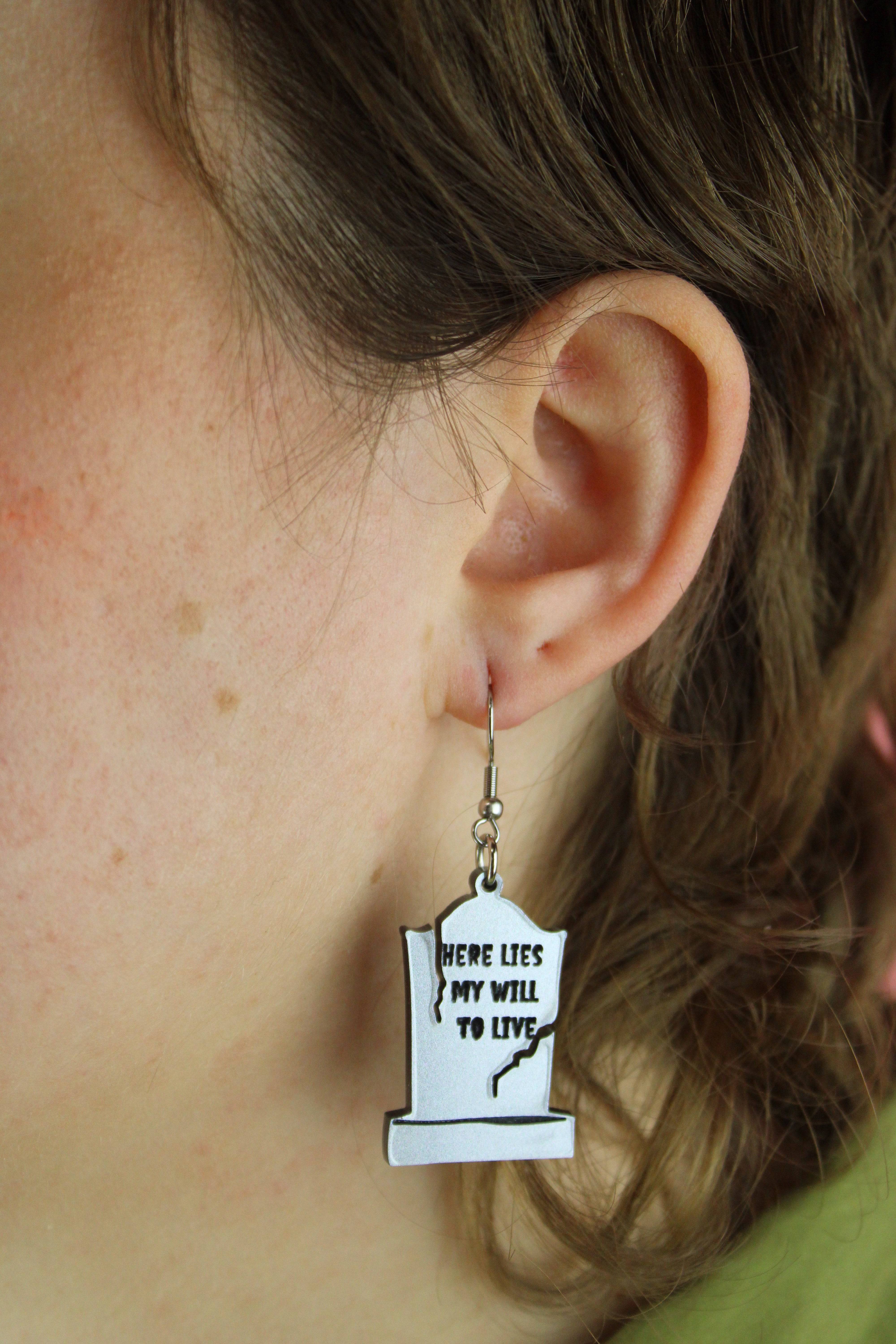 Will To Live Grave Stone Earrings - Image 2